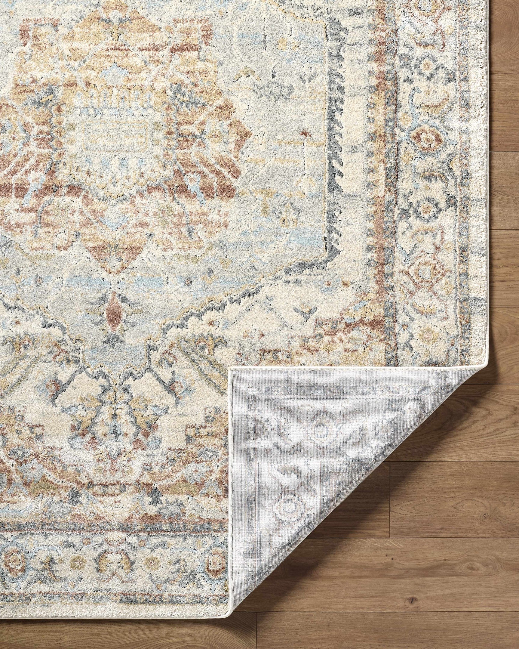 Vaeda Blue & Beige Thick Luxe Rug - Ornate Home