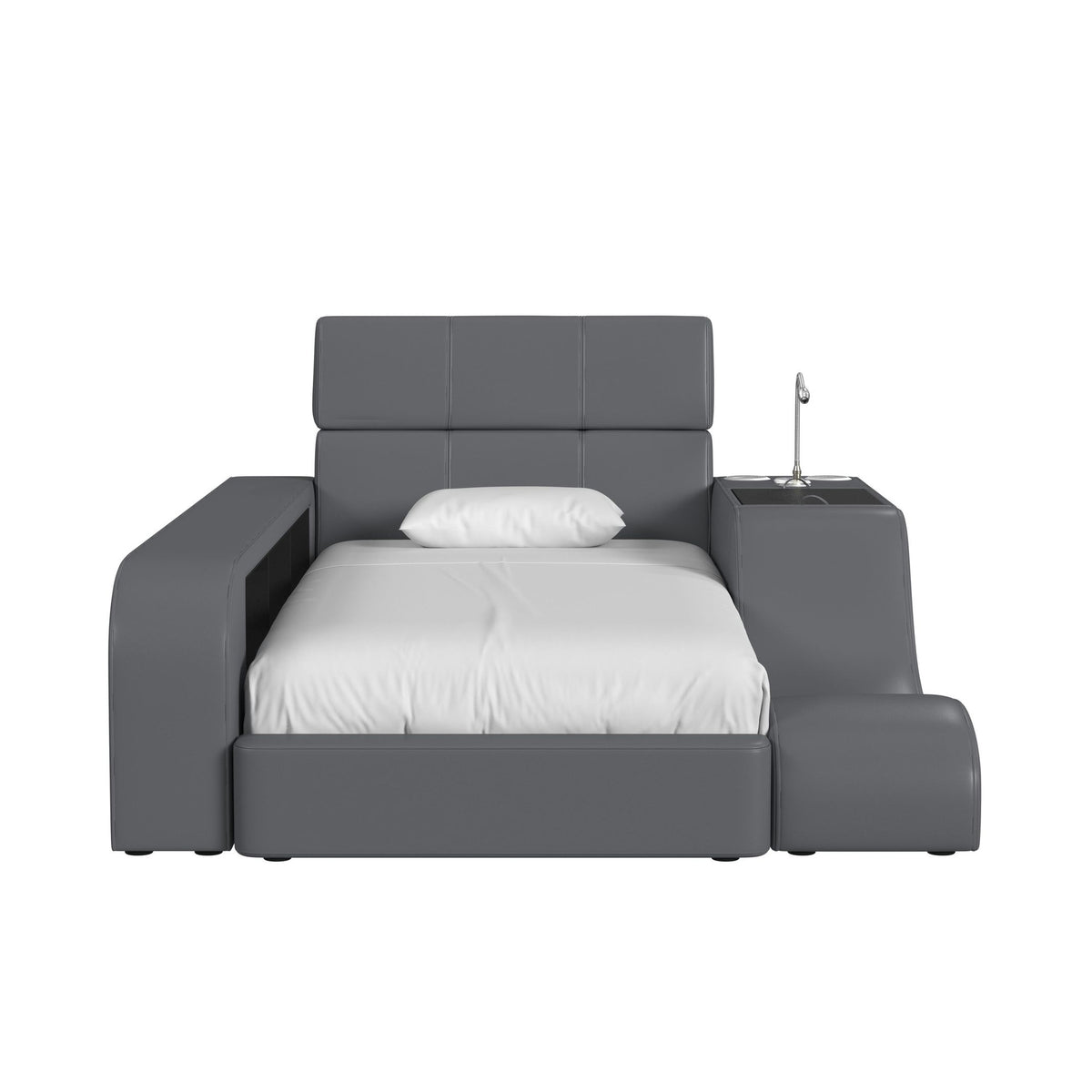 Valari Grey PU Twin Transformer Bed with Electronic Features - Ornate Home