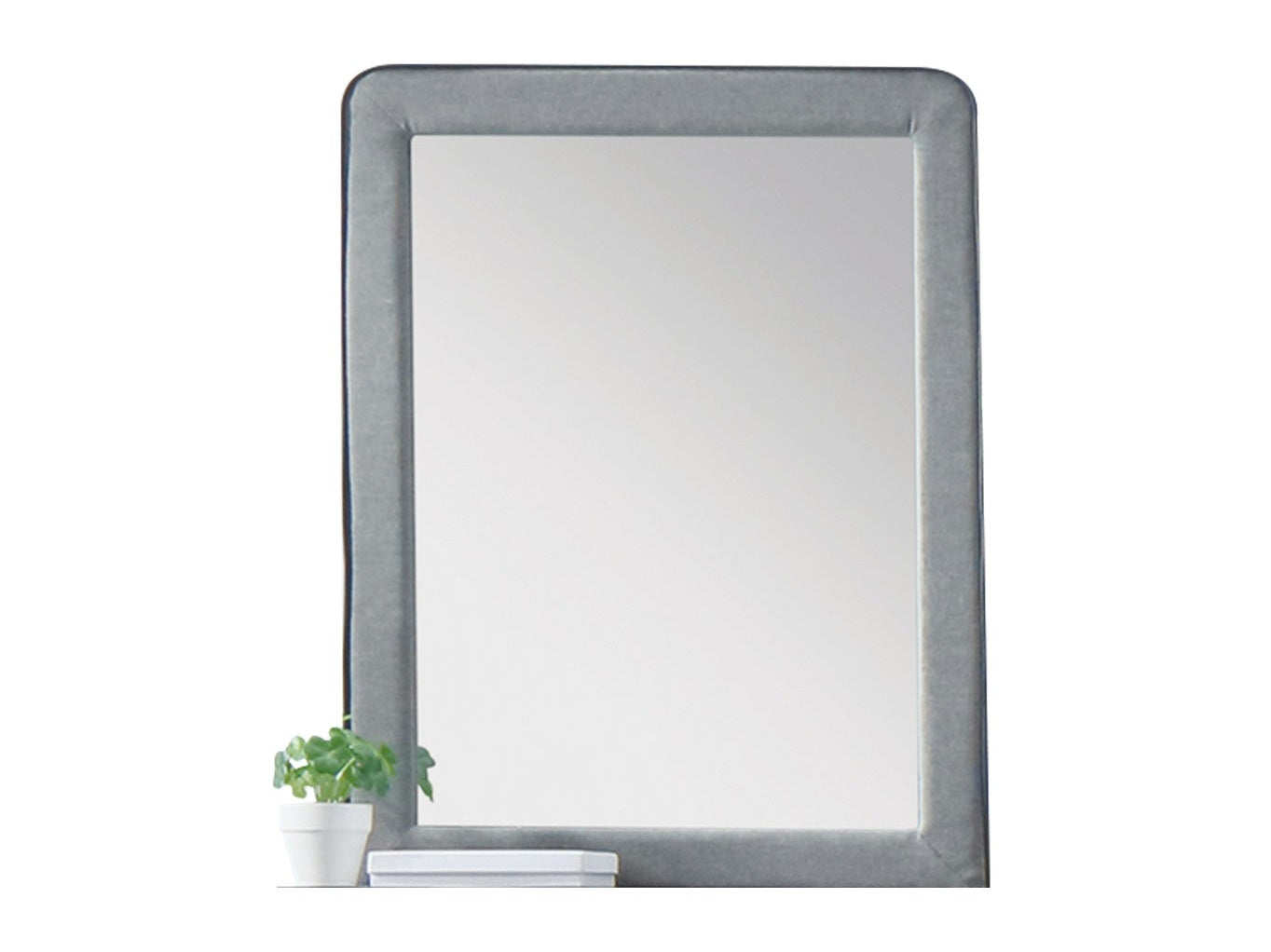Valda Light Gray Fabric Mirror - Ornate Home