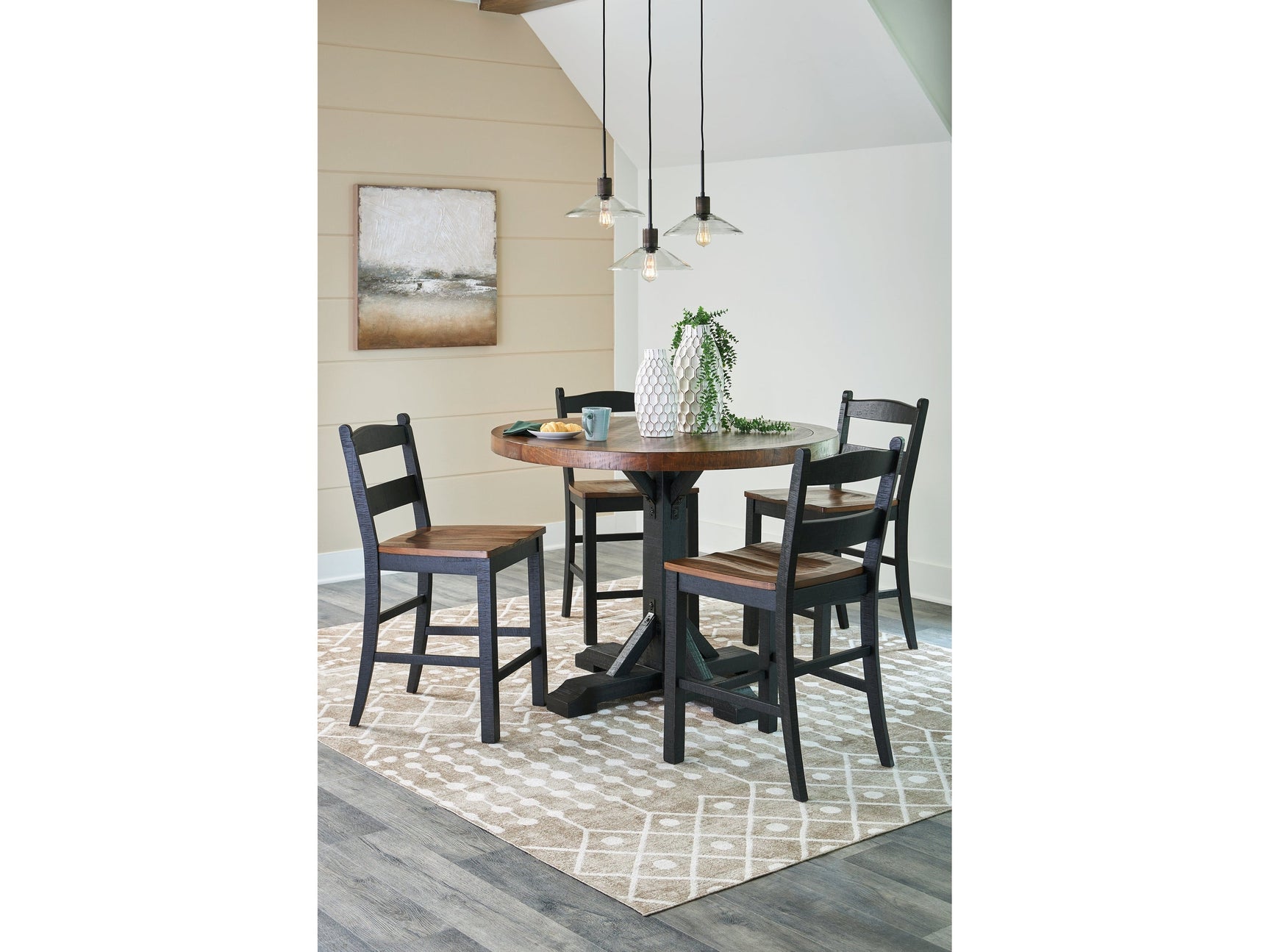 Valebeck Black/Brown Counter Height Dining Table and 4 Barstools (Online Special Price) - Ornate Home