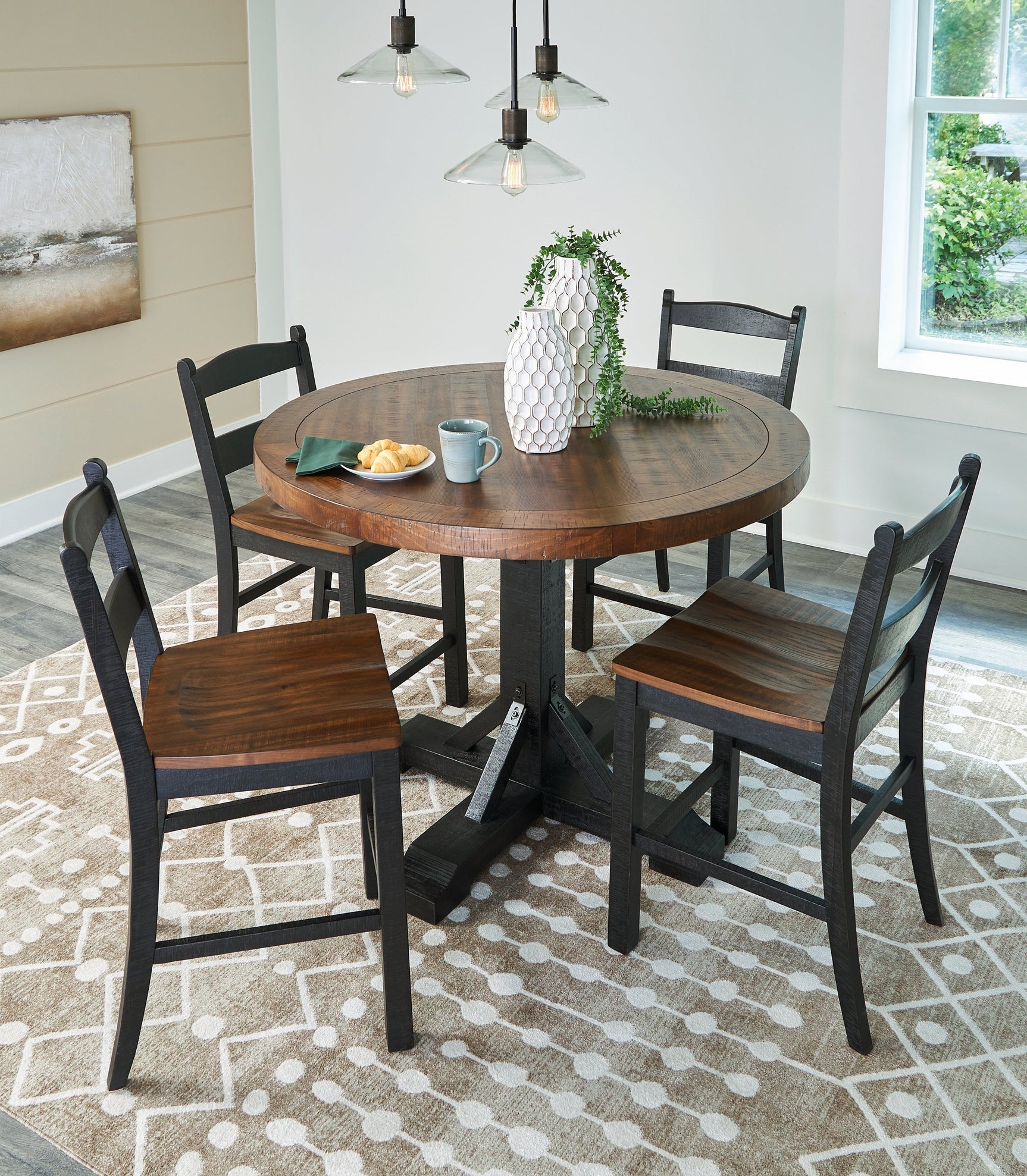 Valebeck Black/Brown Counter Height Dining Table and 4 Barstools (Online Special Price) - Ornate Home