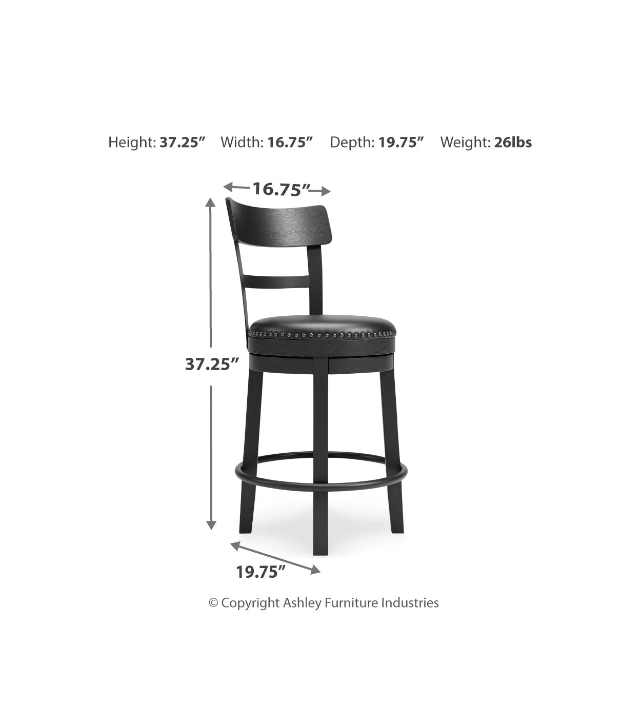 Valebeck Black Counter Height Bar Chair - Ornate Home