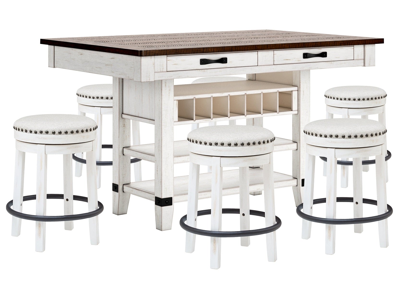 Valebeck Multi Counter Height Dining Table and 6 Barstools - Ornate Home