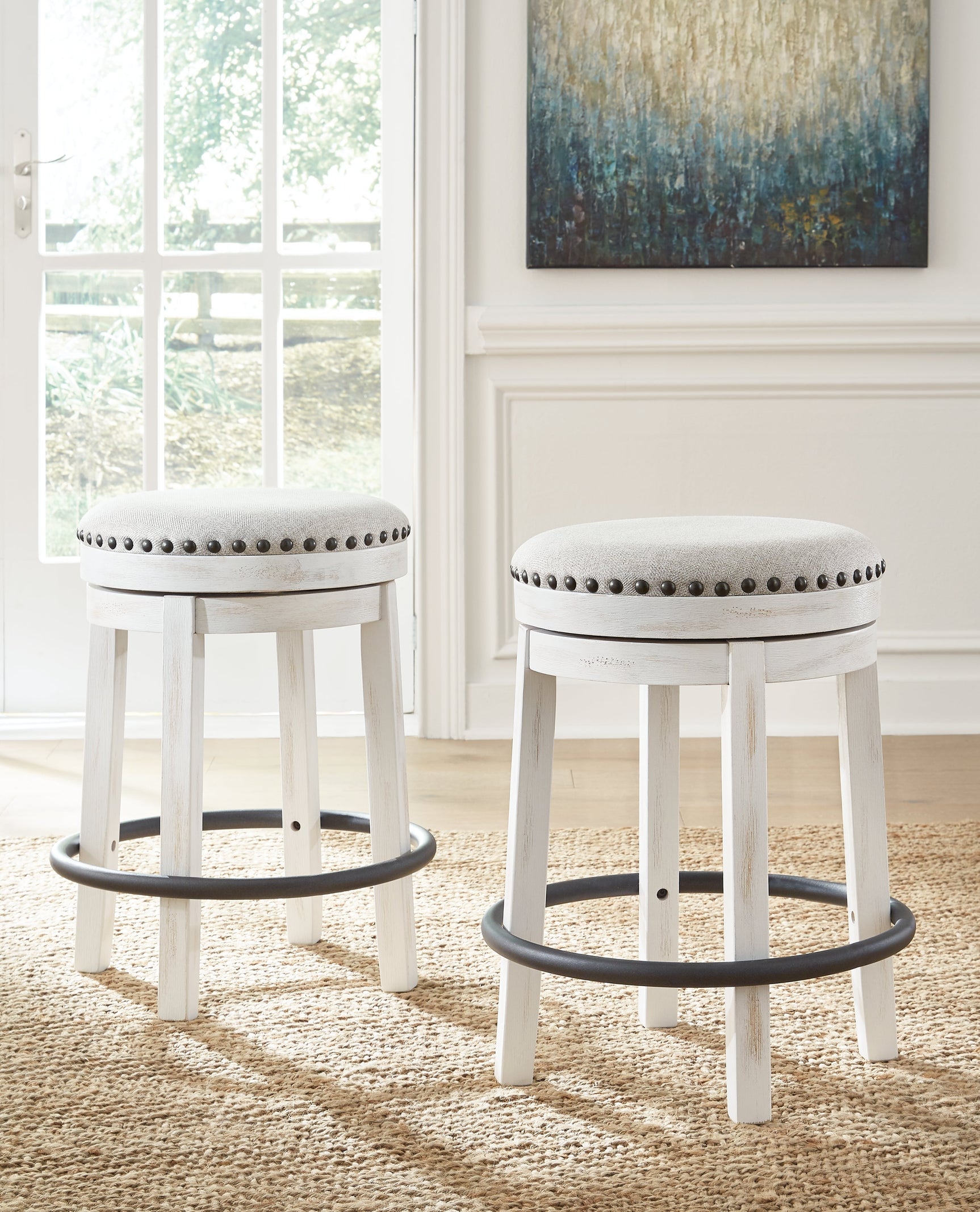 Valebeck White & Black Counter Height Stool (Online Special Price) - Ornate Home