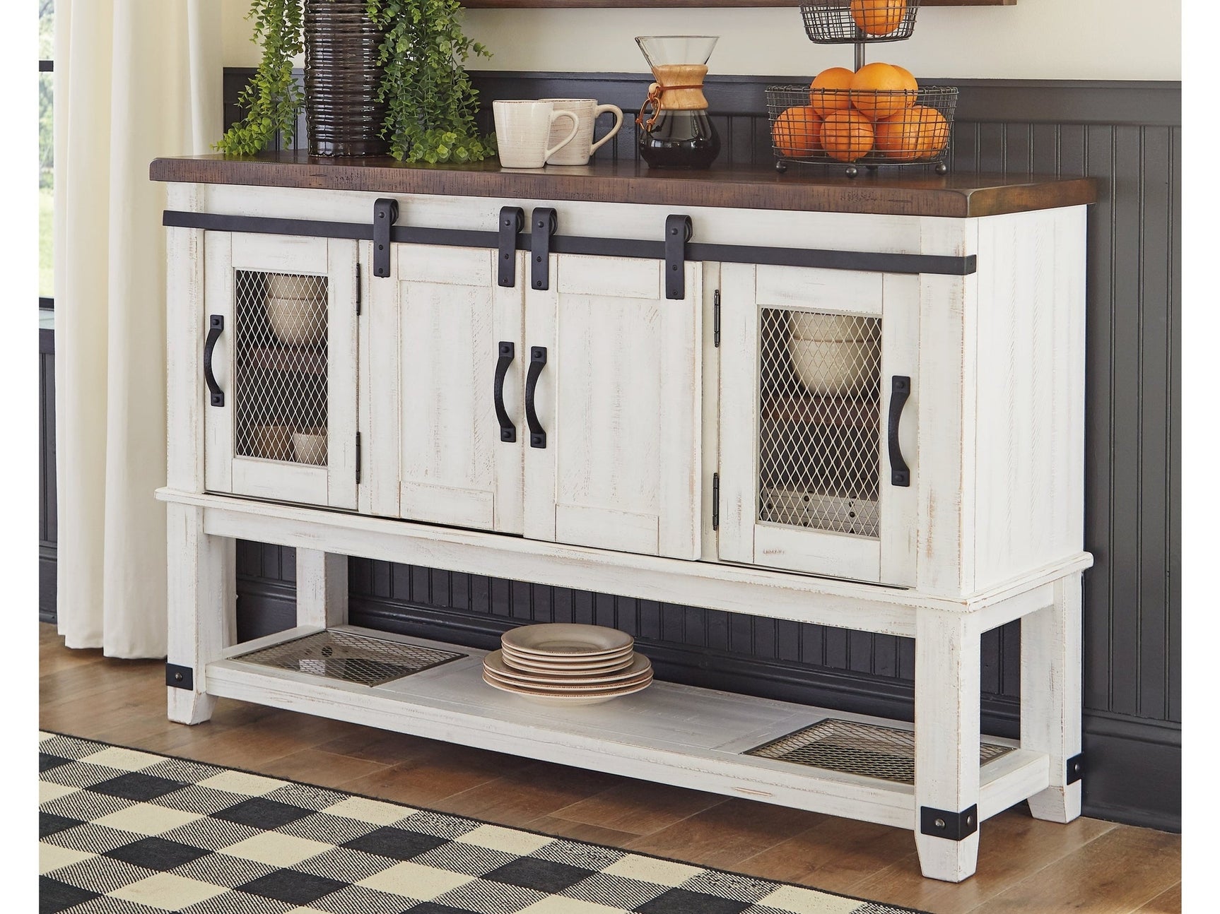 Valebeck White & Brown Dining Server/Sideboard - Ornate Home