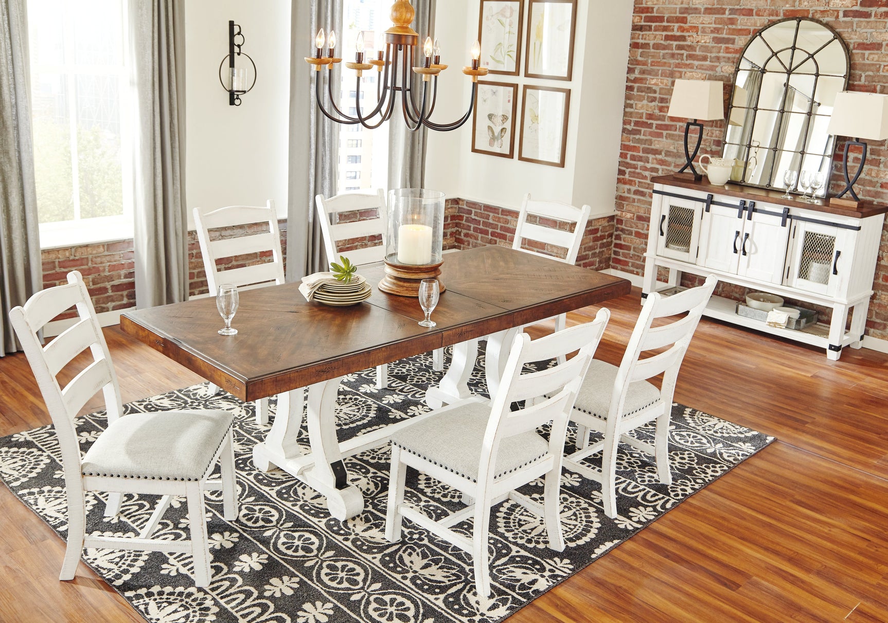 Valebeck White & Brown Rectangular Dining Table w/ Leaf (Online Special Price) - Ornate Home