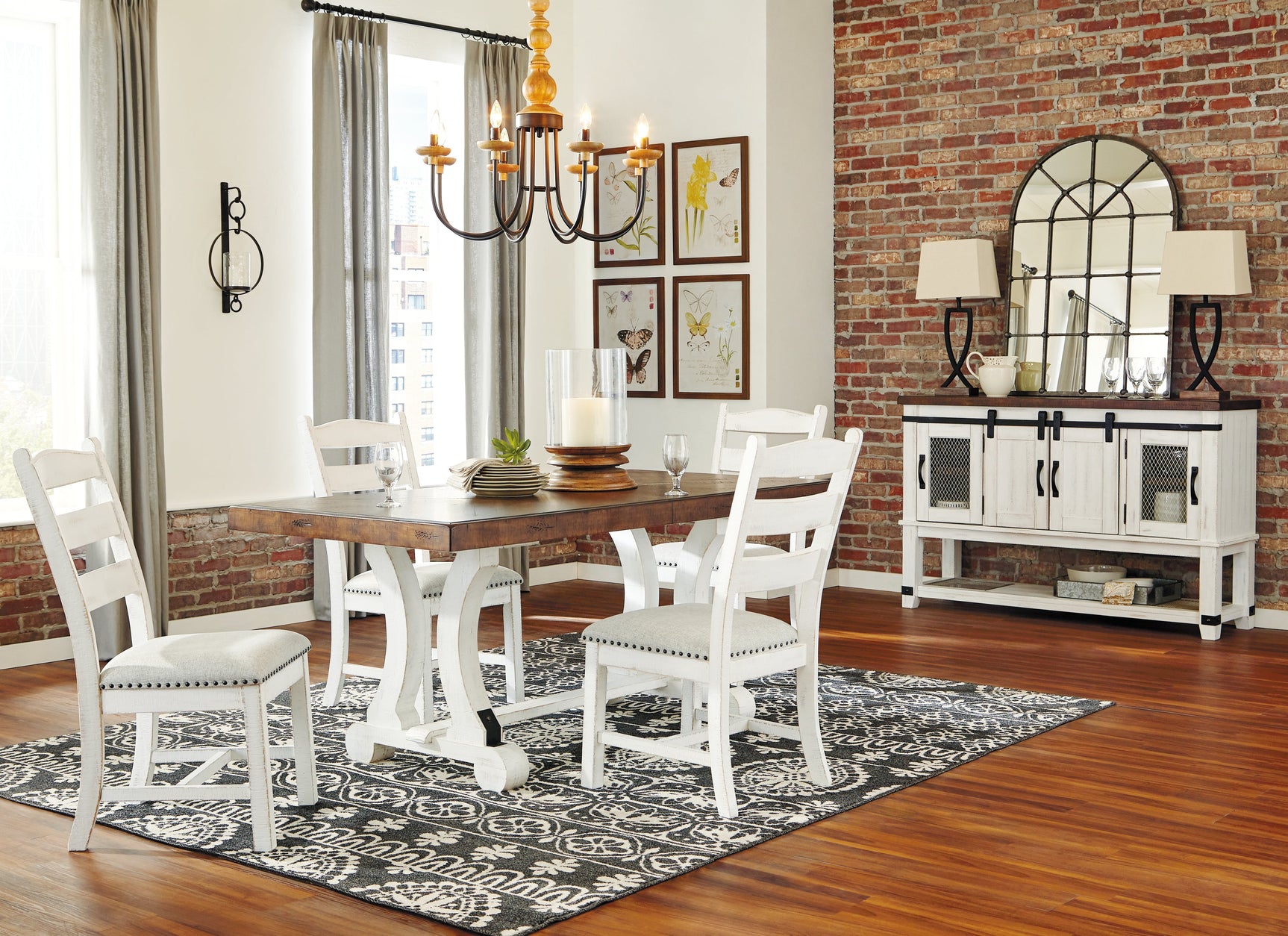 Valebeck White & Brown Rectangular Dining Table w/ Leaf (Online Special Price) - Ornate Home