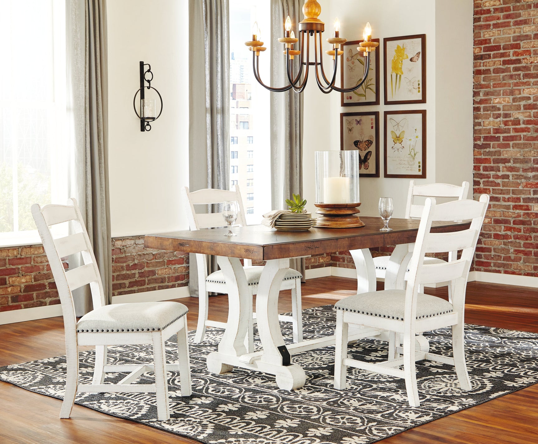 Valebeck White & Brown Rectangular Dining Table w/ Leaf (Online Special Price) - Ornate Home