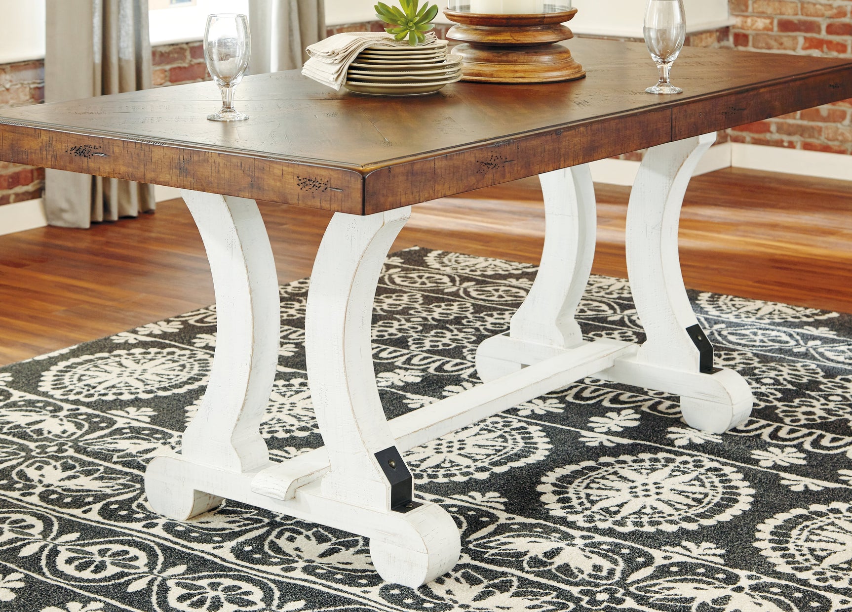 Valebeck White & Brown Rectangular Dining Table w/ Leaf (Online Special Price) - Ornate Home