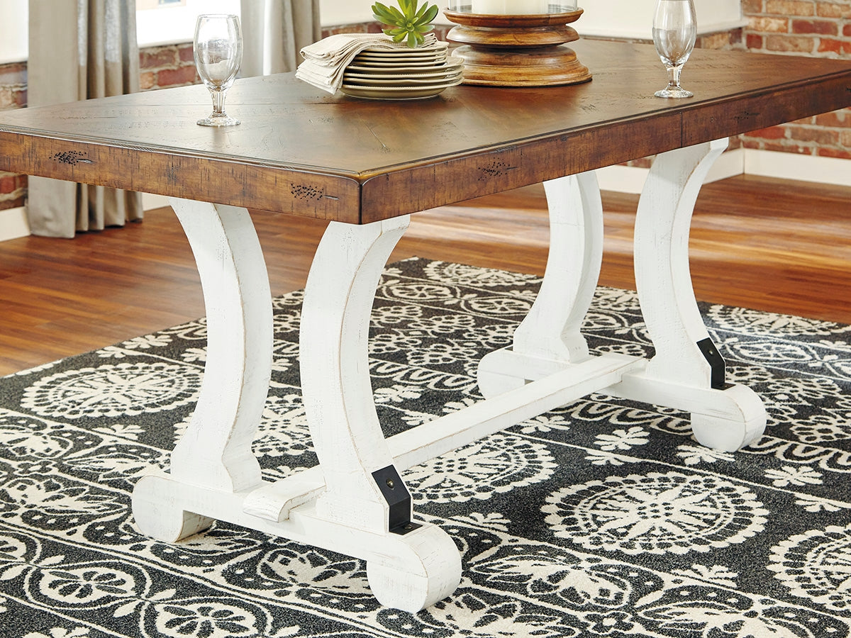 Valebeck White & Brown Rectangular Dining Table w/ Leaf - Ornate Home
