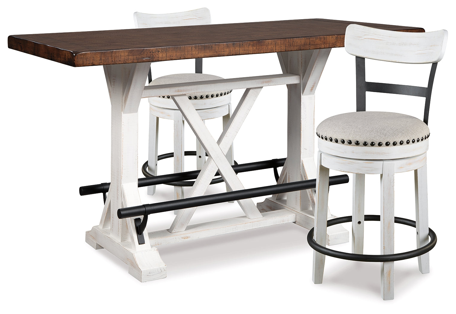 Valebeck White Counter Height Dining Table and 2 Barstools (Online Special Price) - Ornate Home