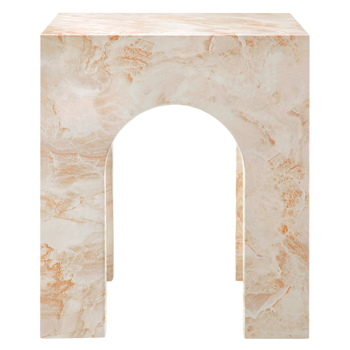 Valen Honey Onyx Square Indoor - Outdoor Patio Arched Concrete Side Table - Ornate Home
