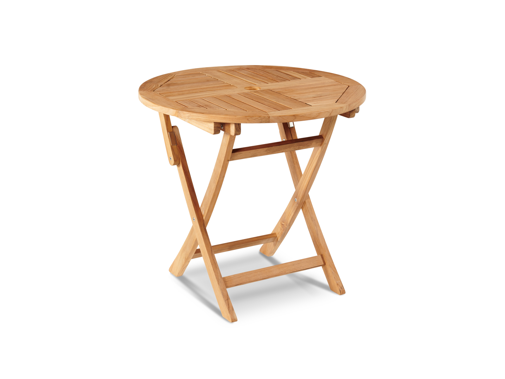 Valencia Round Teak Outdoor Folding Bistro Table with Umbrella Hole - Ornate Home