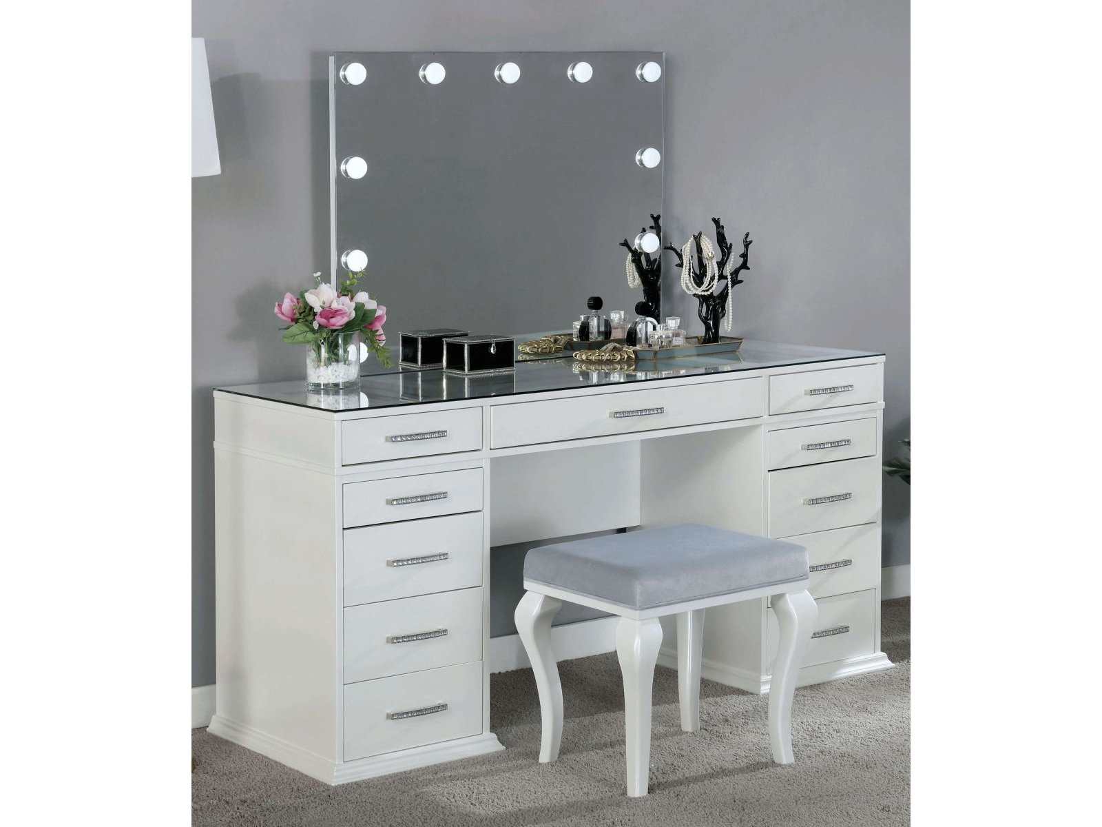 Valentina Luminous White Vanity - Ornate Home