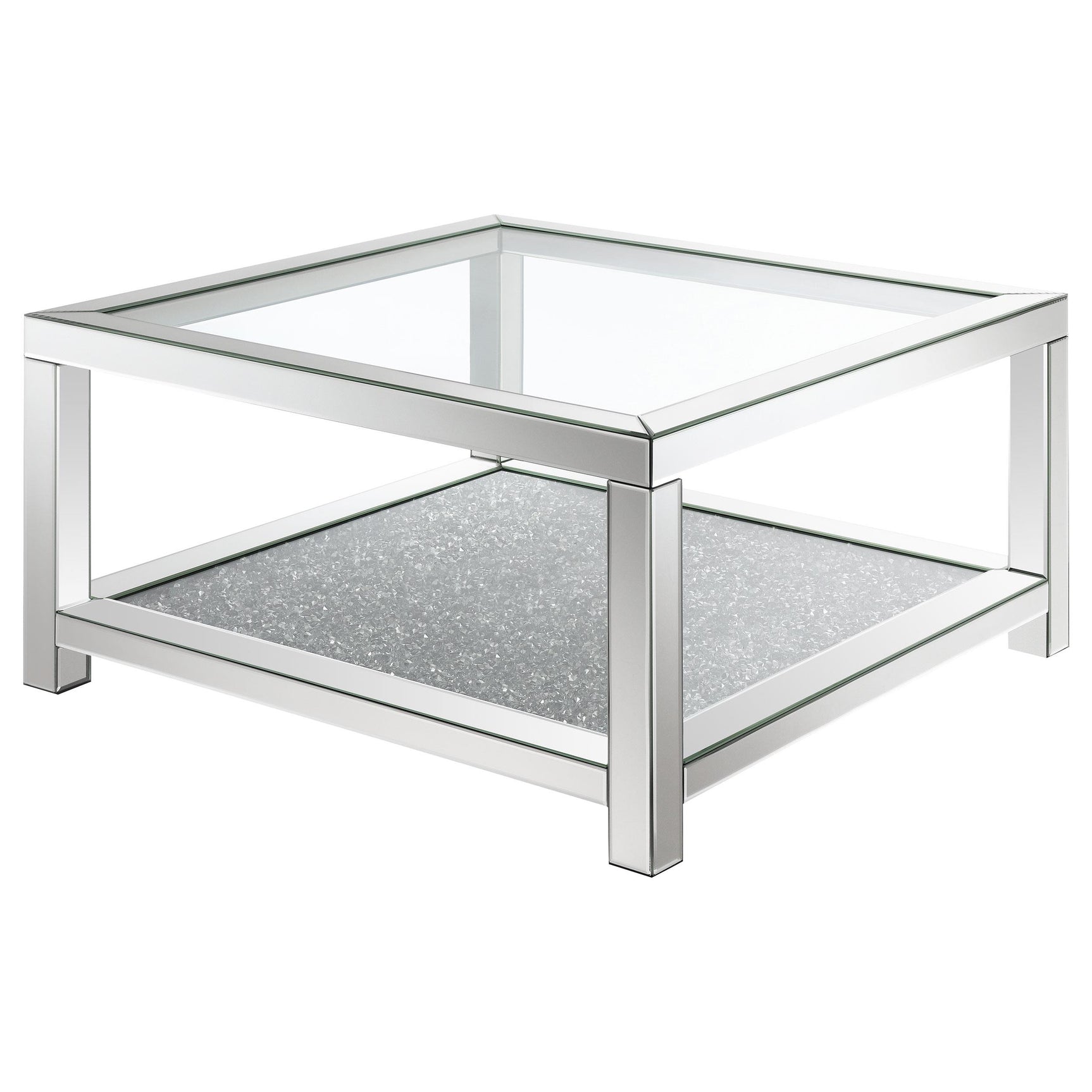 Valentina Silver 1-shelf Square Glass Top Coffee Table - Ornate Home