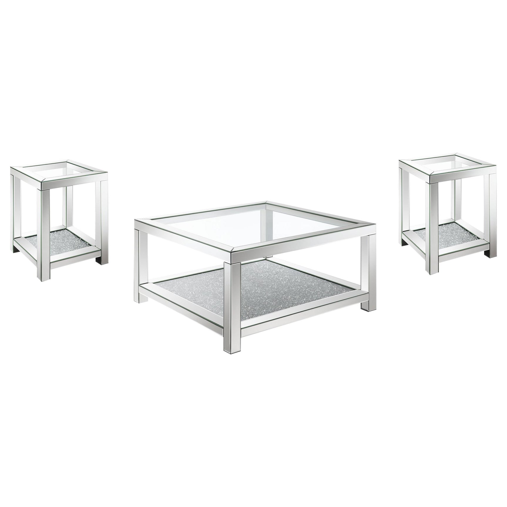 Valentina Silver 3-piece Mirrored Coffee and End Table Set - Ornate Home