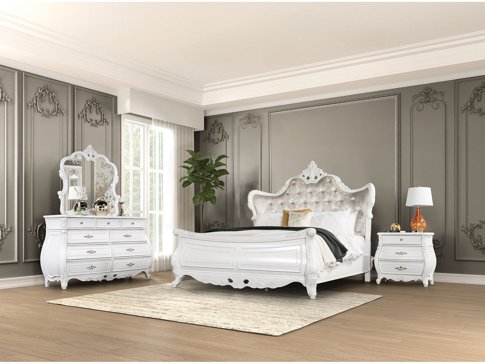 Valentini White 4 Pc. Queen Bedroom Set - Ornate Home