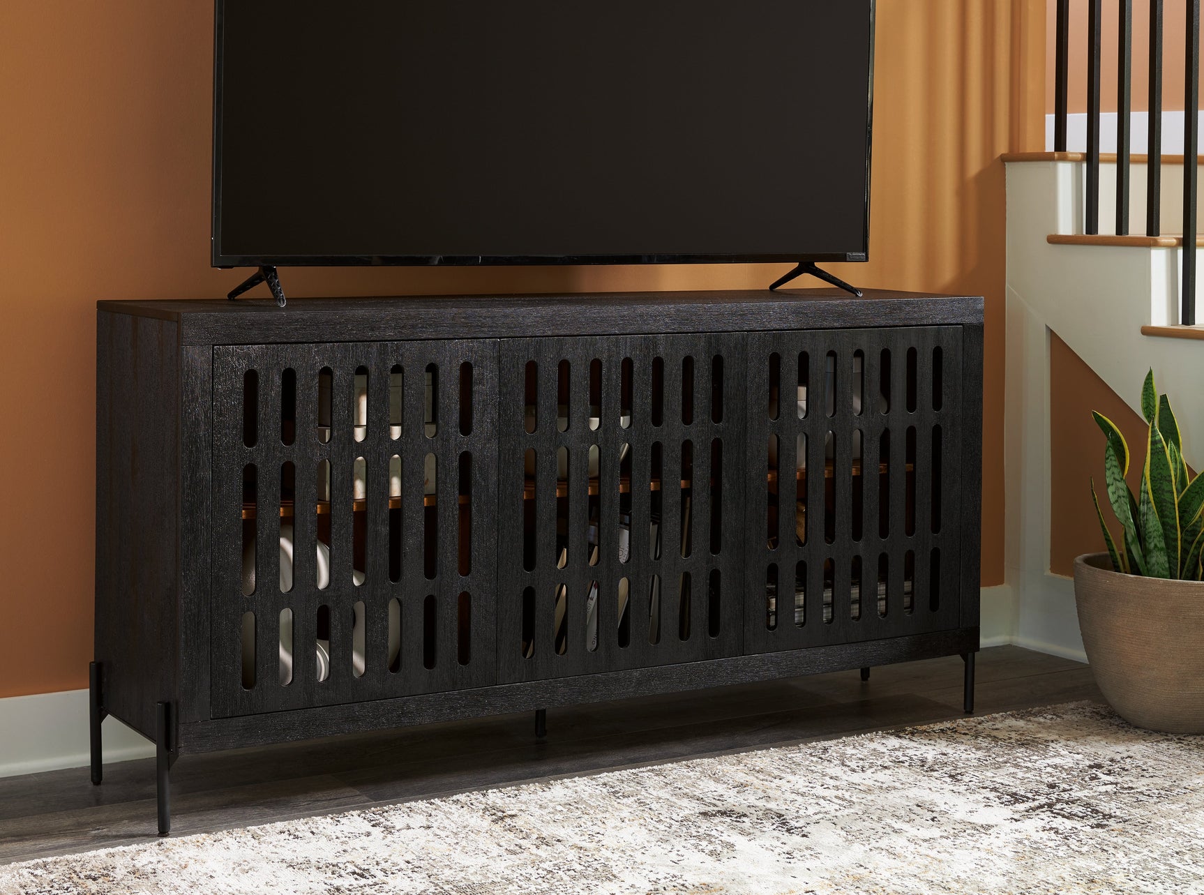 Vallisburg Black/Natural Accent Cabinet (Online Special Price) - Ornate Home