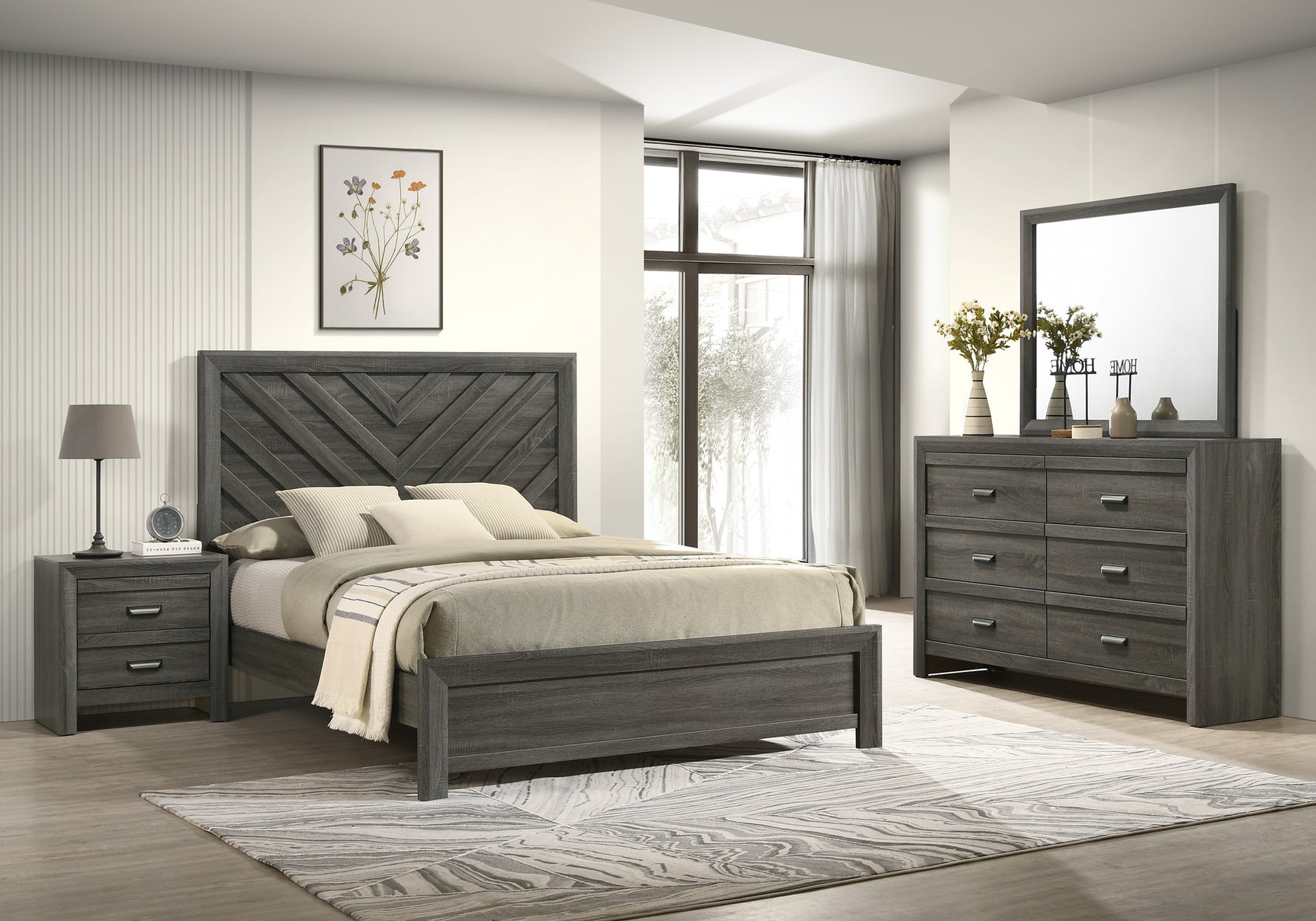 Valor Grey King Panel Bed - Ornate Home