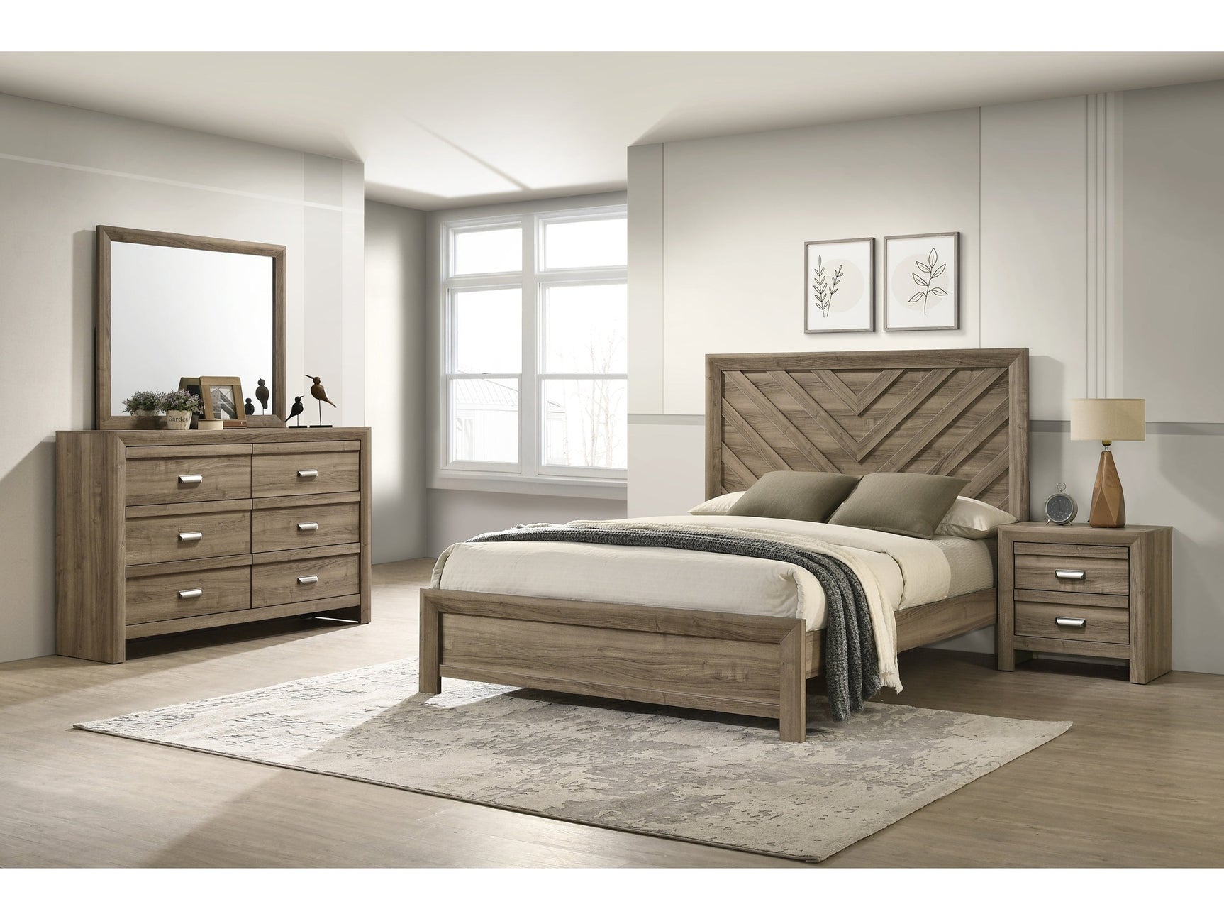 Valor Light Brown Panel Bedroom Set - Ornate Home