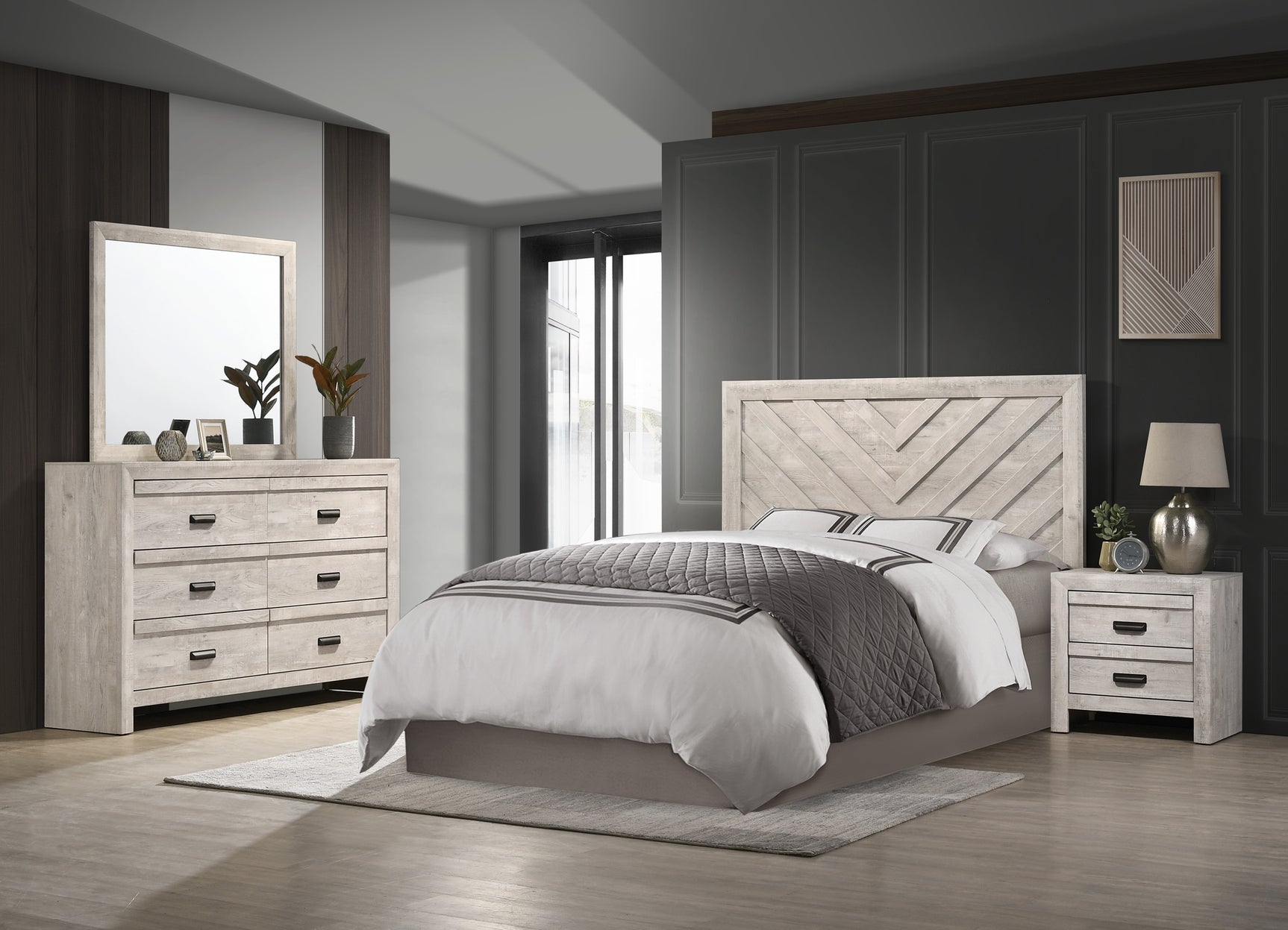 Valor Weathered Wood King Panel Bed - Ornate Home