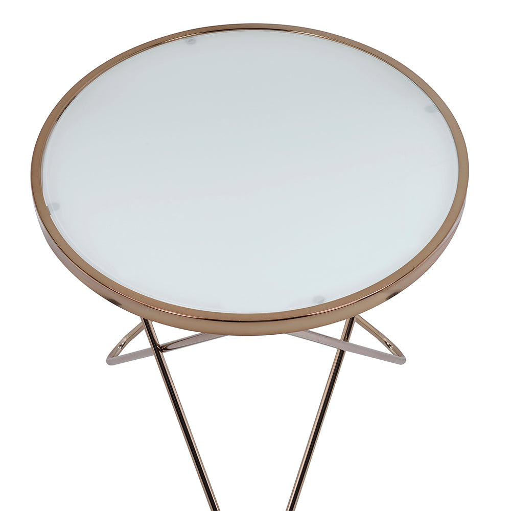 Valora Champagne & Frosted Glass End Table - Ornate Home