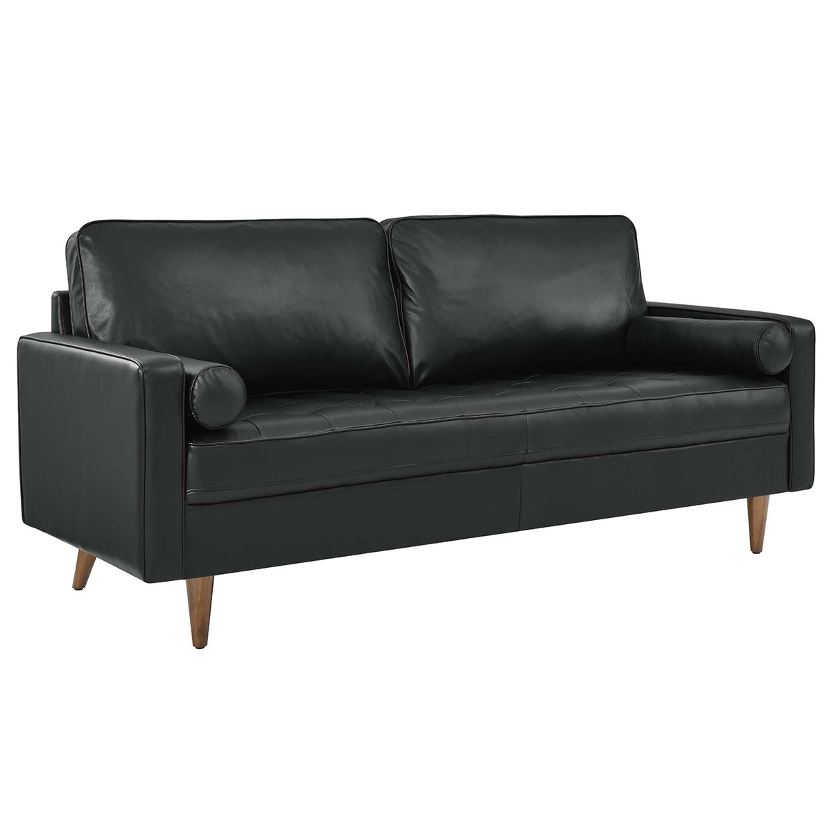 Valour Black Leather Sofa - Ornate Home