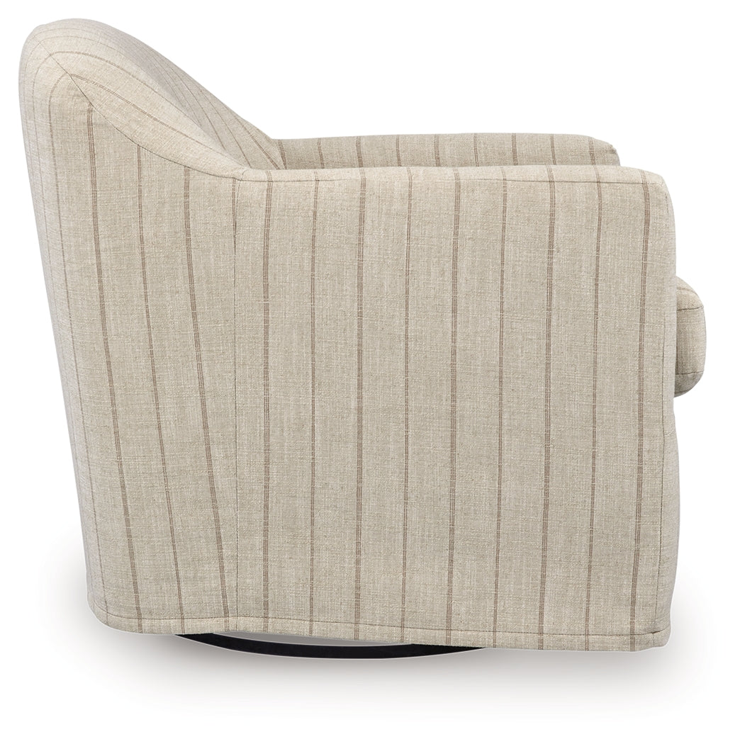 Valwick Cream/Brown Swivel Accent Chair (Online Special Price) - Ornate Home
