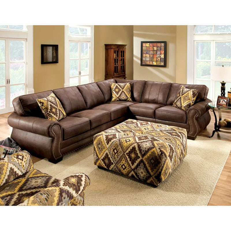Van Dyke Brown/Yellow/Pattern Ottoman - Ornate Home