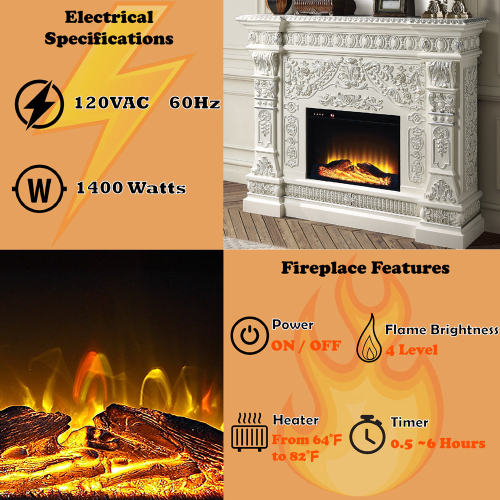 Vanaheim Antique White Fireplace - Ornate Home