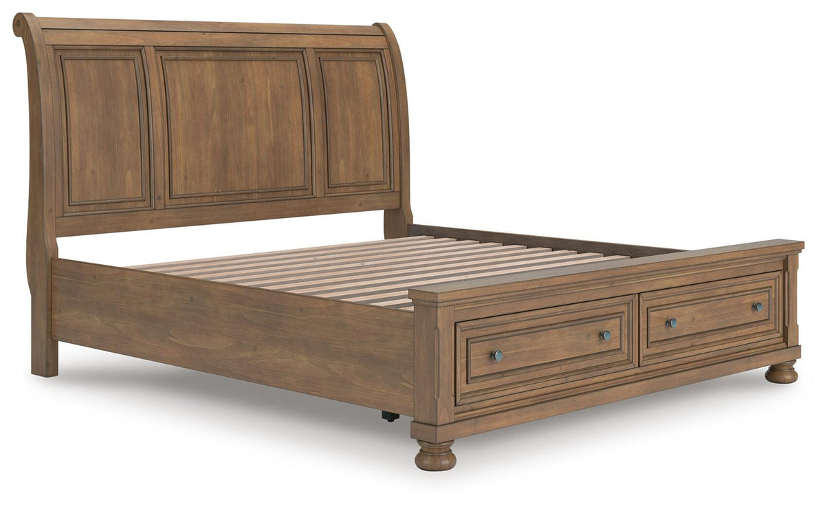 Vandenmore Medium Brown King Storage Sleigh Bed (Online Special Price) - Ornate Home