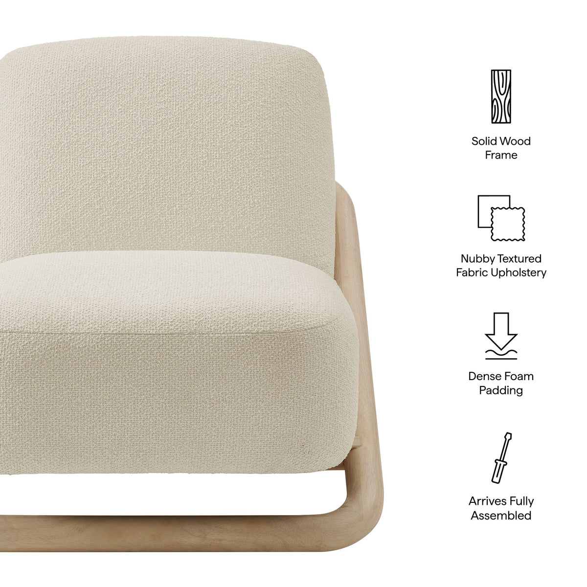 Vander Oak/Cream Textured Fabric Accent Chair - Ornate Home
