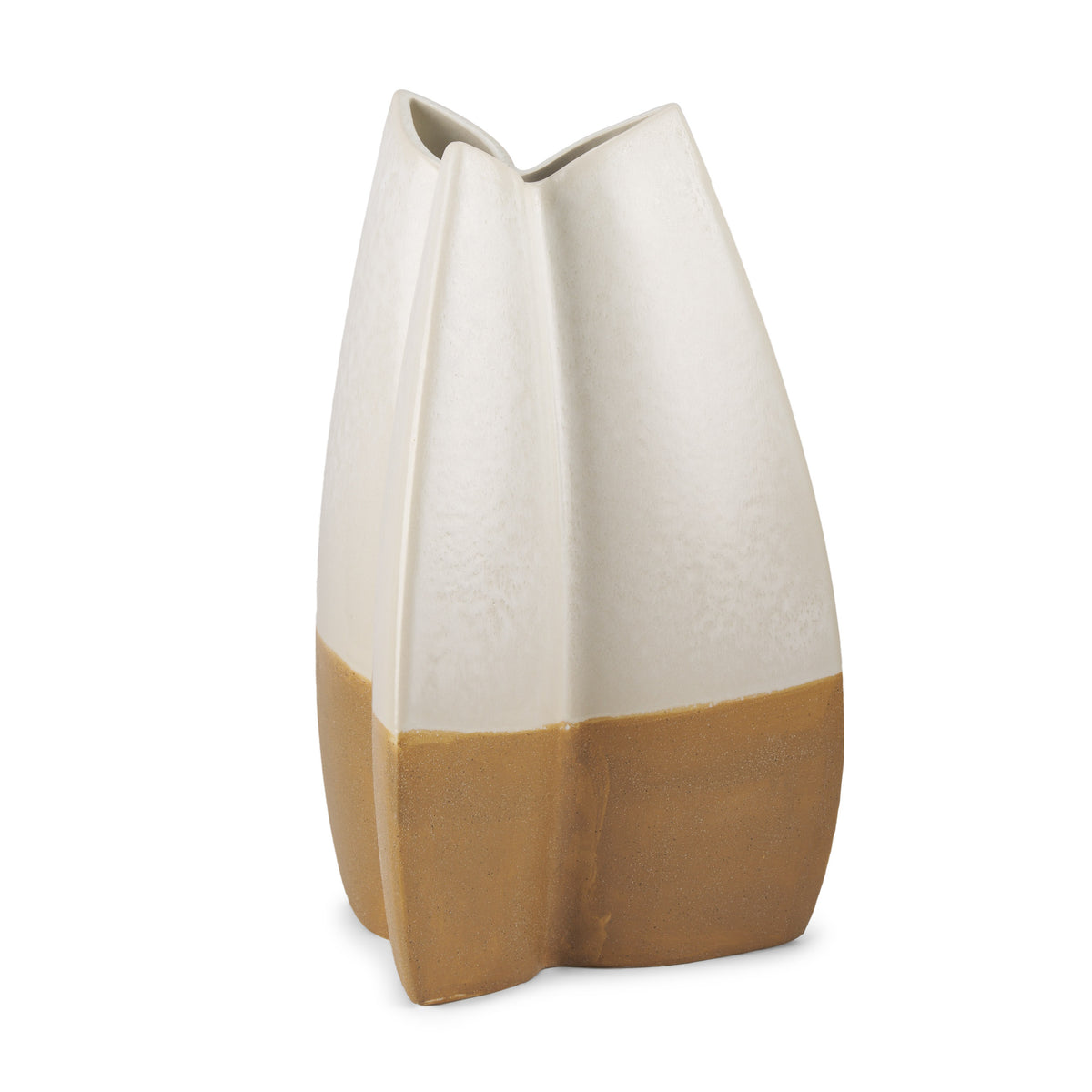 Vania Off-White/Tan Large Textured Ceramic Vase - Ornate Home