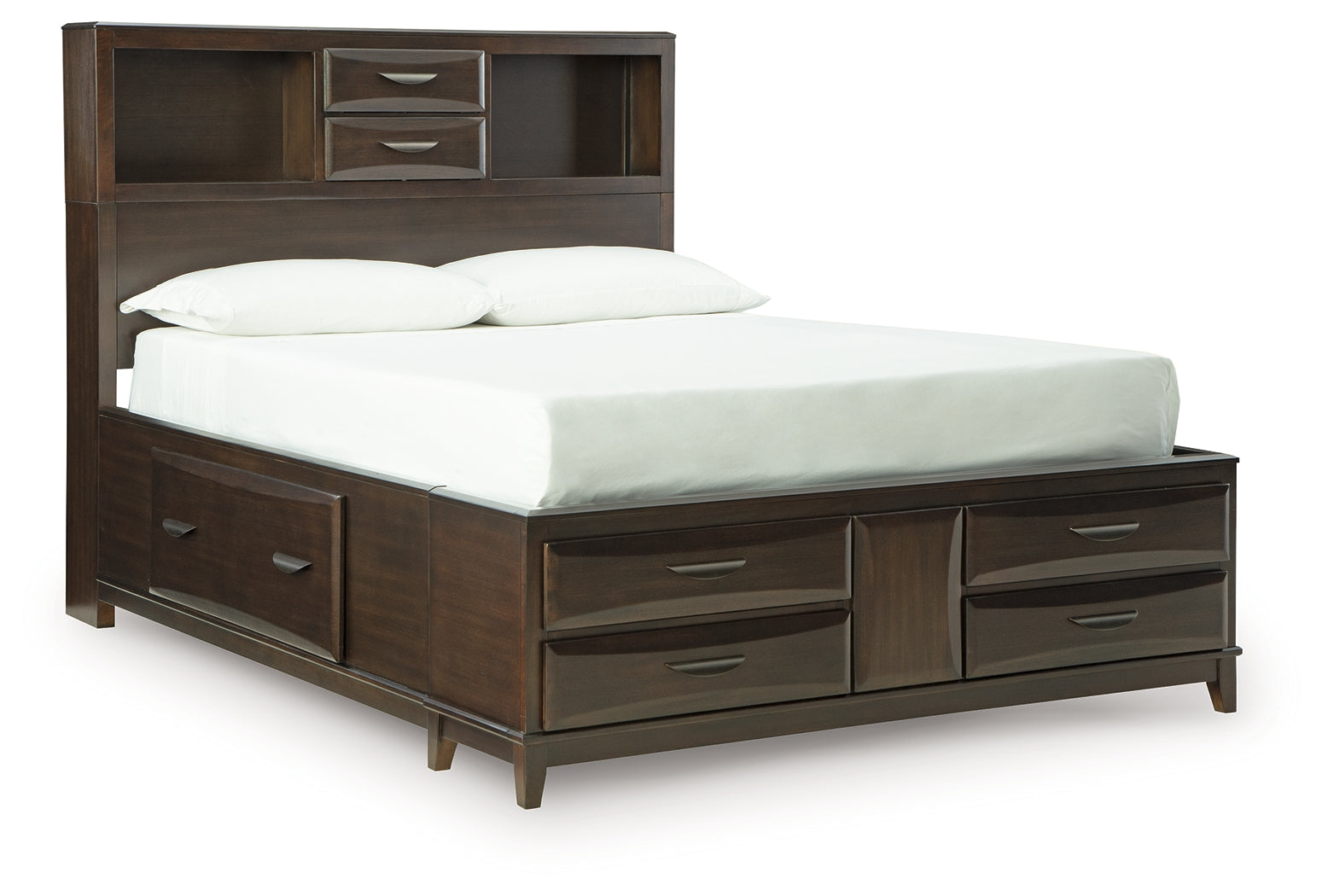 Vanmore Dark Brown Full Storage Bed, Dresser and Mirror - Ornate Home