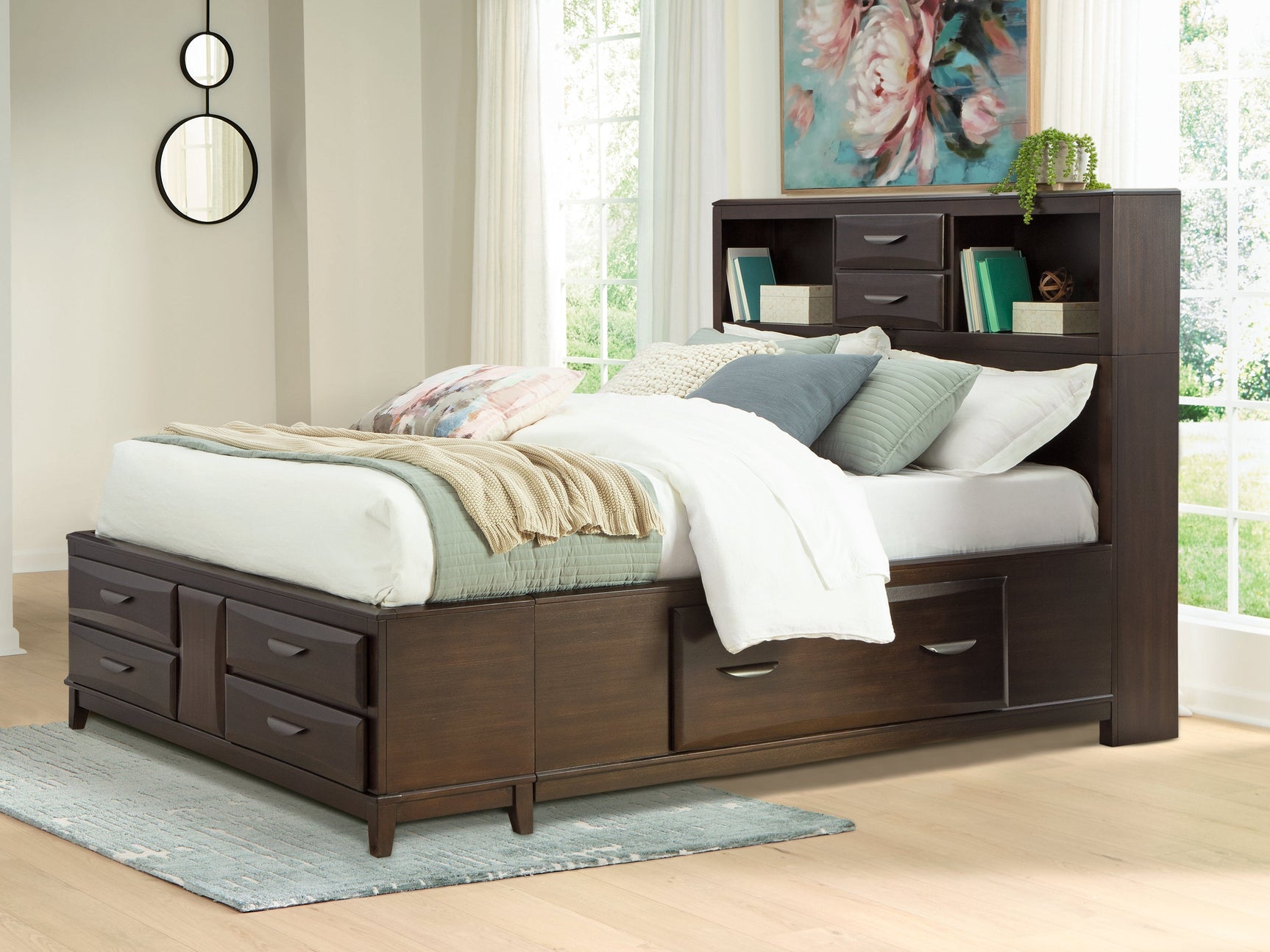 Vanmore Dark Brown Queen Storage Bed (Online Special Price) - Ornate Home
