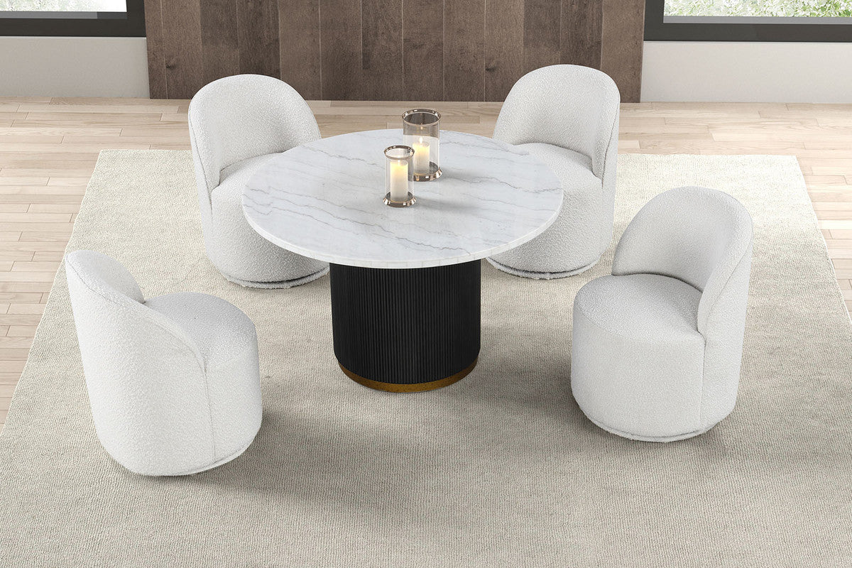 Varde Black/White 5 Pc. Round Dining Set - Ornate Home