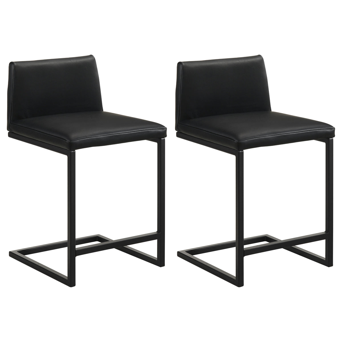 Vardon Black Genuine Leather Counter Height Chair (Set Of 2) - Ornate Home