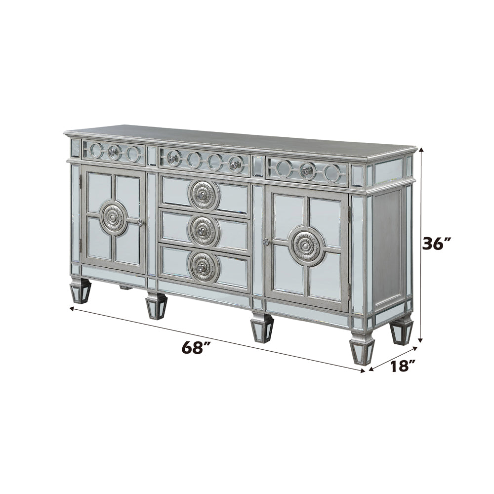 Varian Mirrored & Antique Platinum Server/Sideboard 68" - Ornate Home
