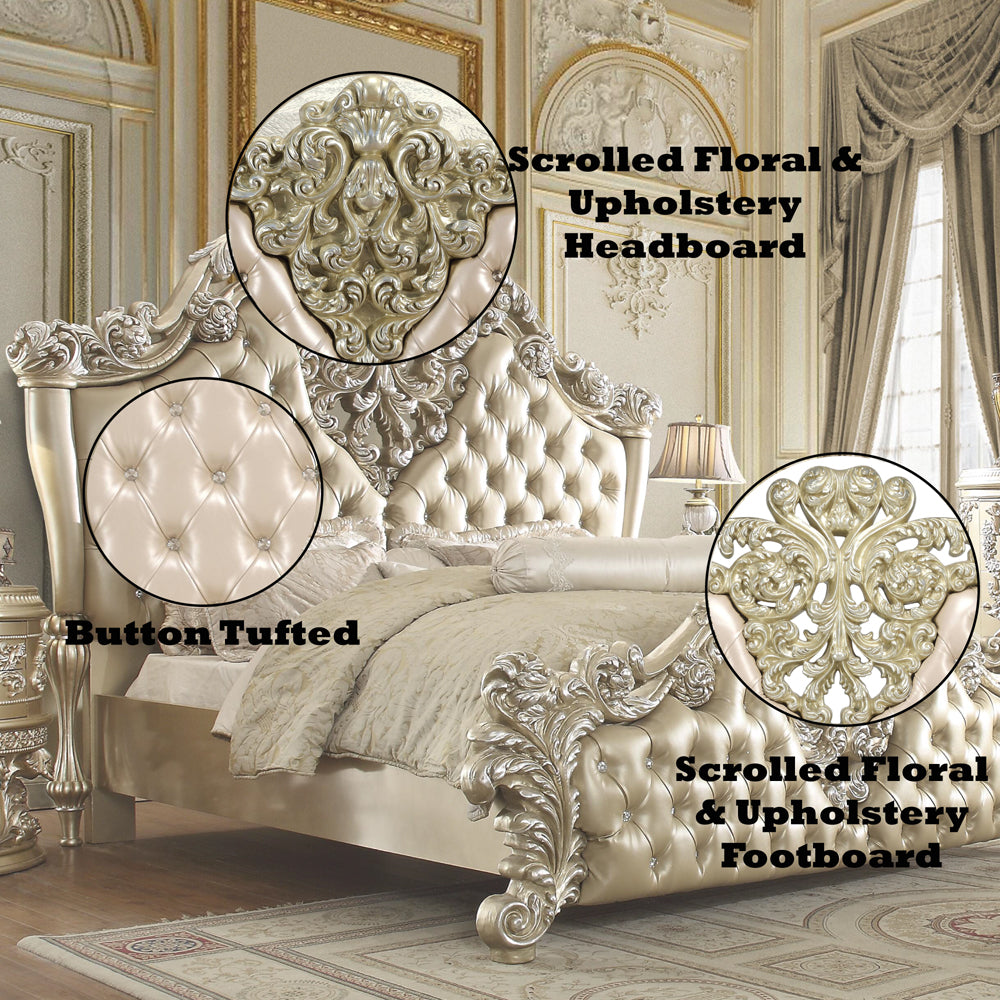 Vatican Gold & Champagne Silver Eastern King Bed - Ornate Home