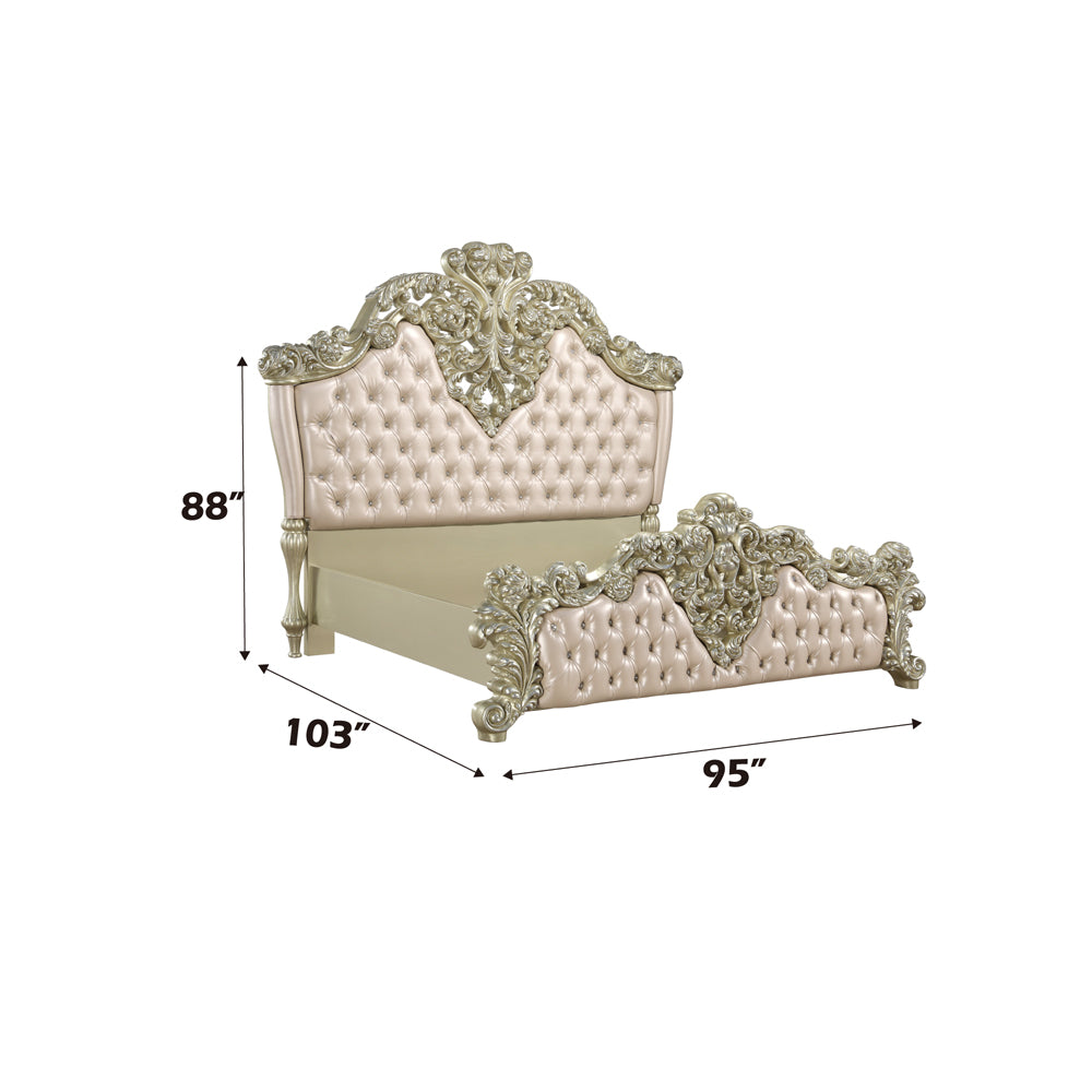 Vatican Gold & Champagne Silver Eastern King Bed - Ornate Home