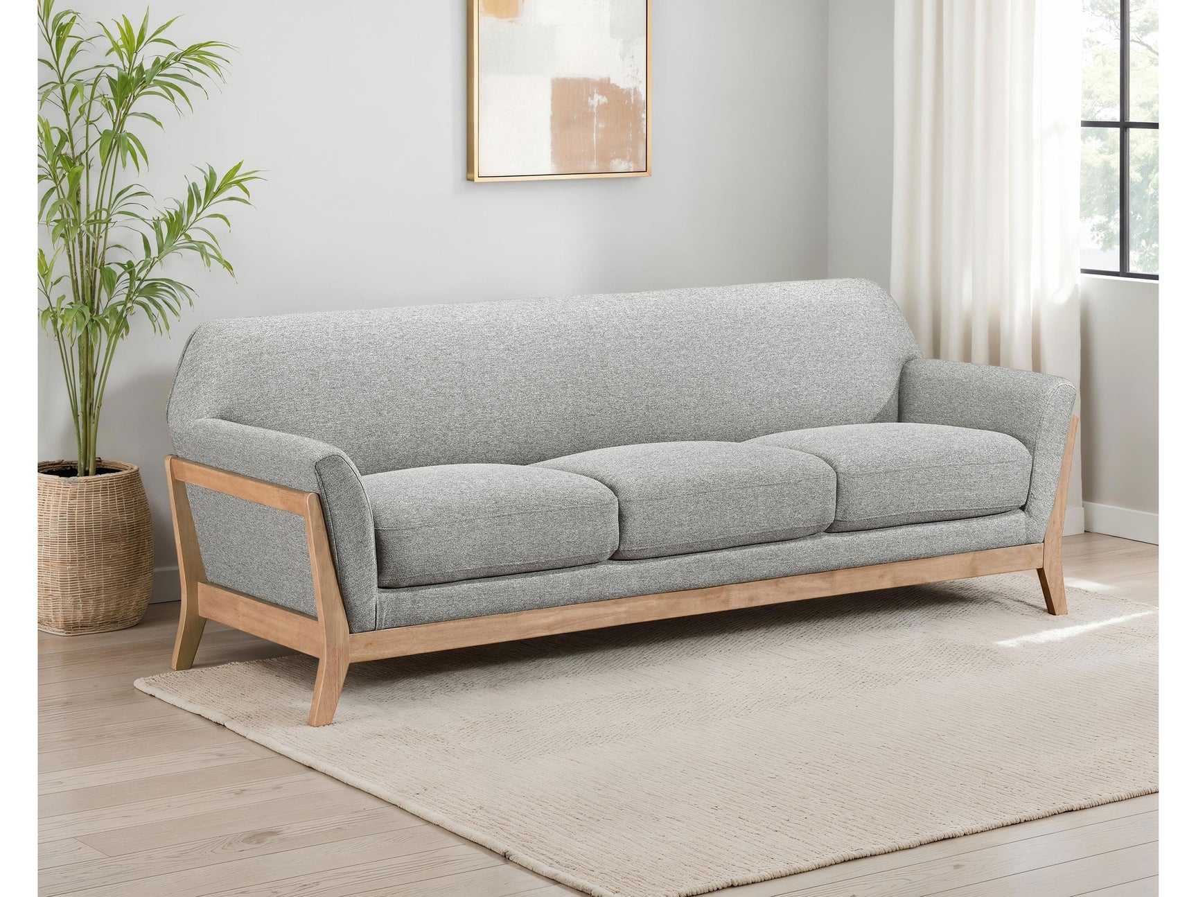 Vaughn Grey Fabric Upholstered Flared Arm Sofa - Ornate Home