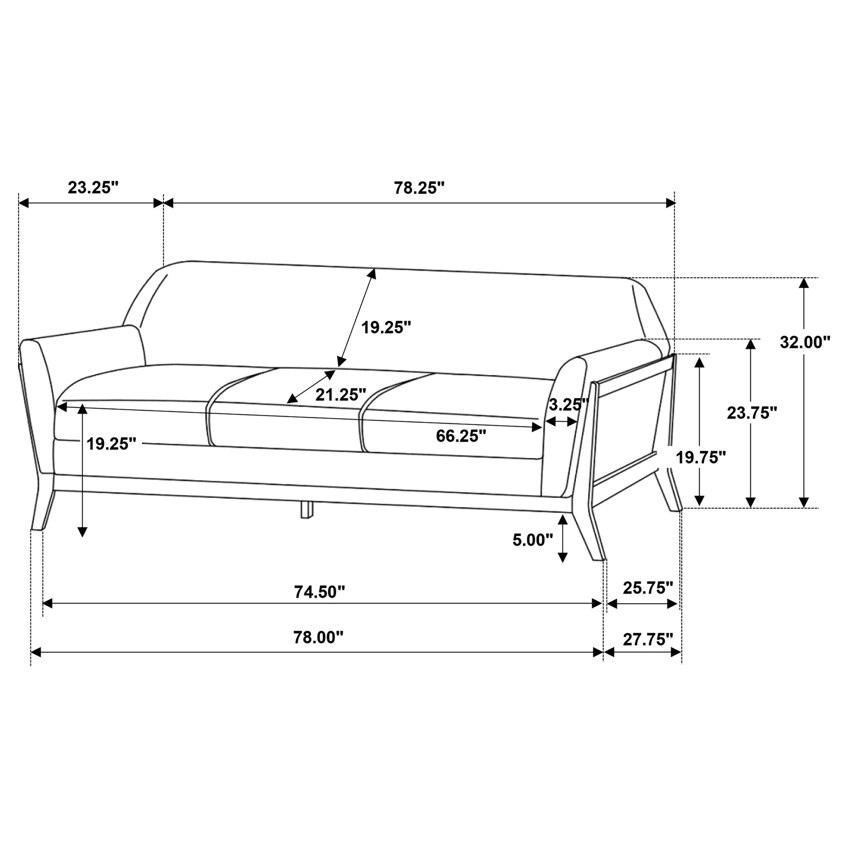 Vaughn Grey Fabric Upholstered Flared Arm Sofa - Ornate Home