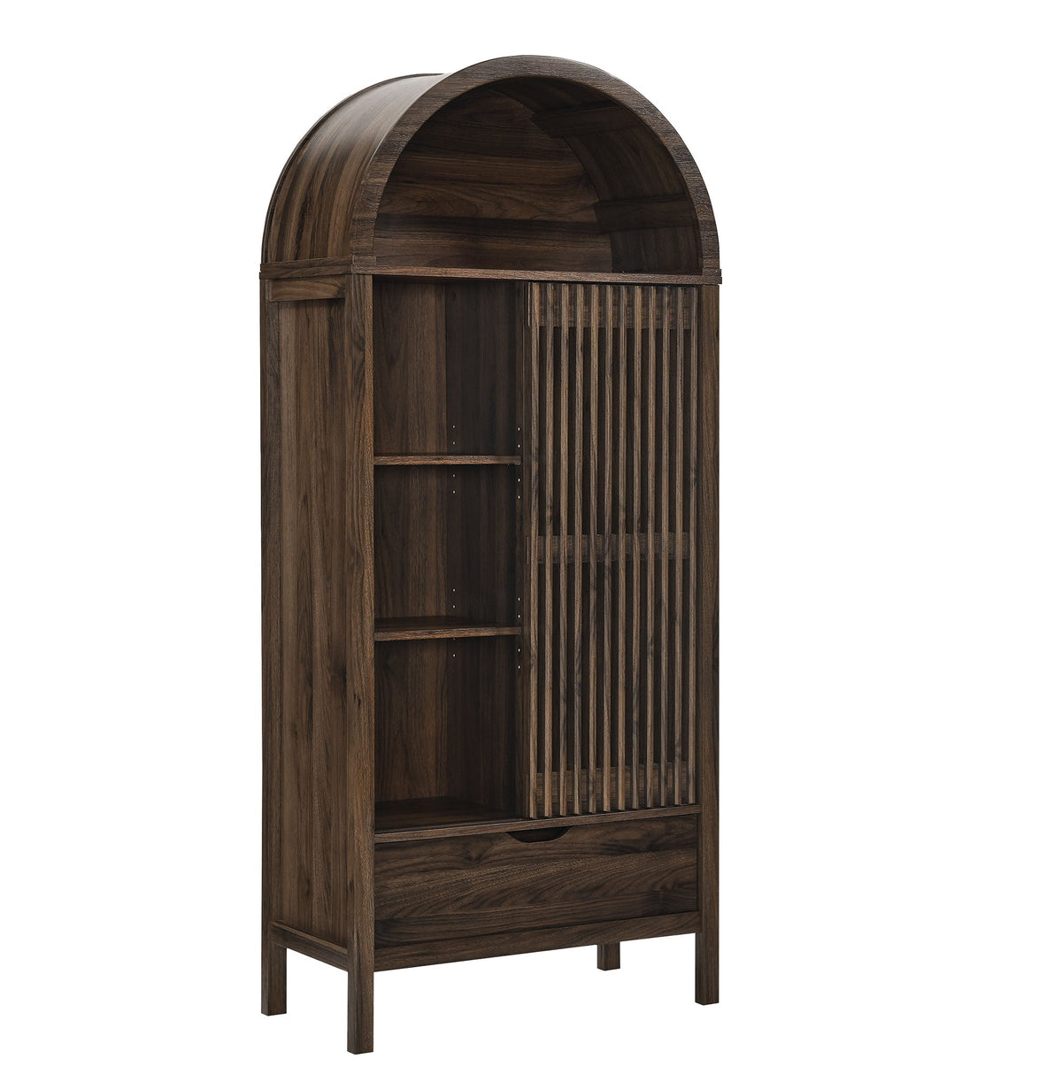 Vaughn Walnut 71" Arched Storage Display Cabinet