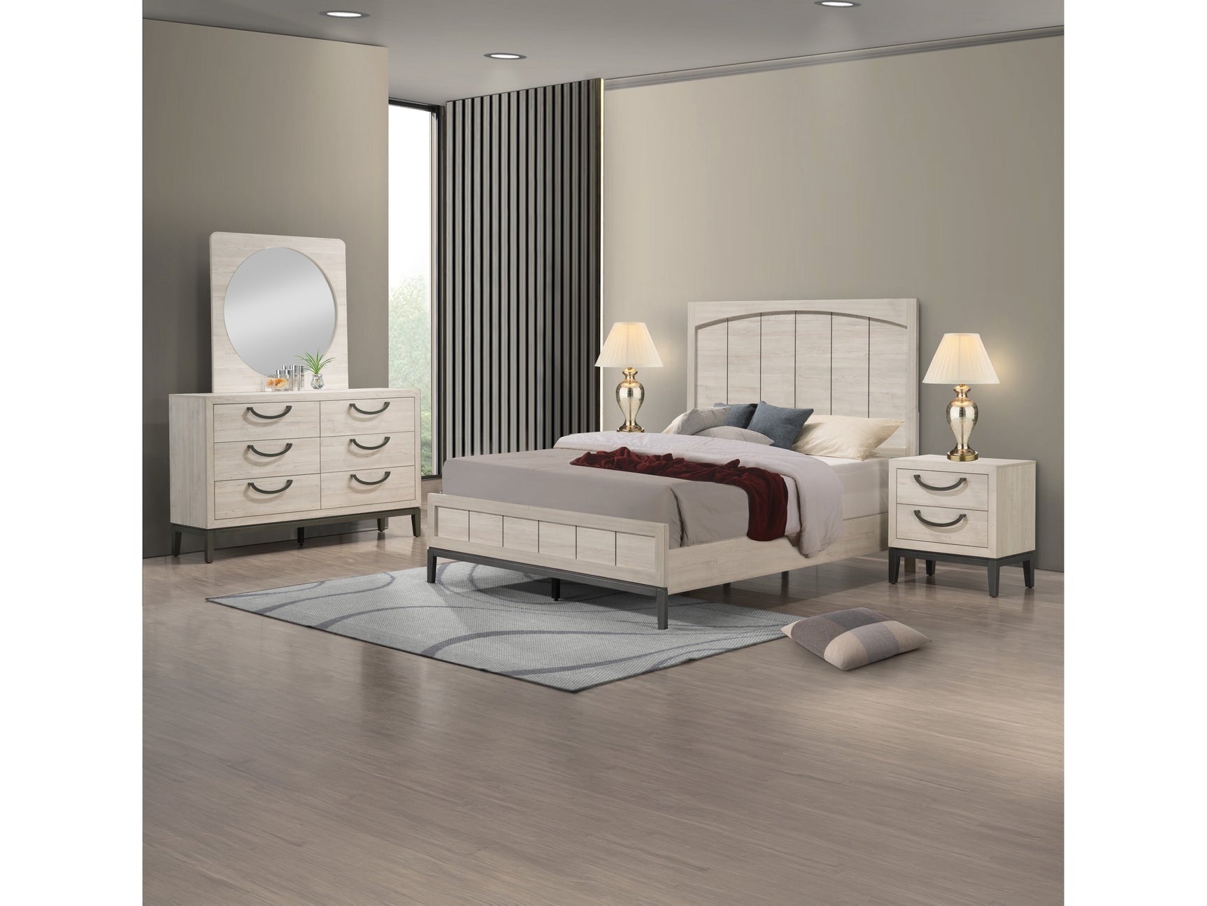 Veda Cream King Panel Bed - Ornate Home