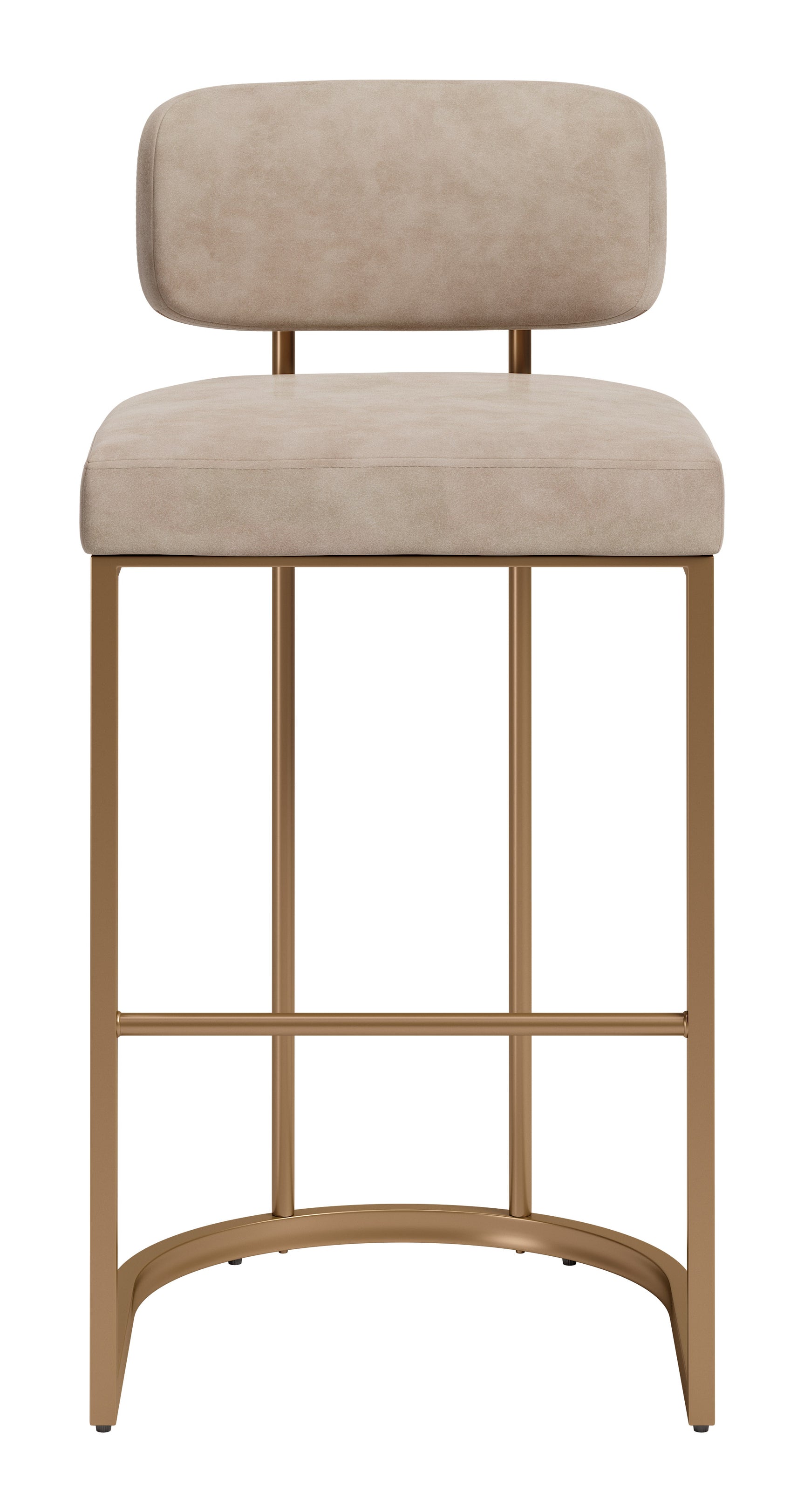 Velar Beige & Bronze Barstool (Set of 2) - Ornate Home