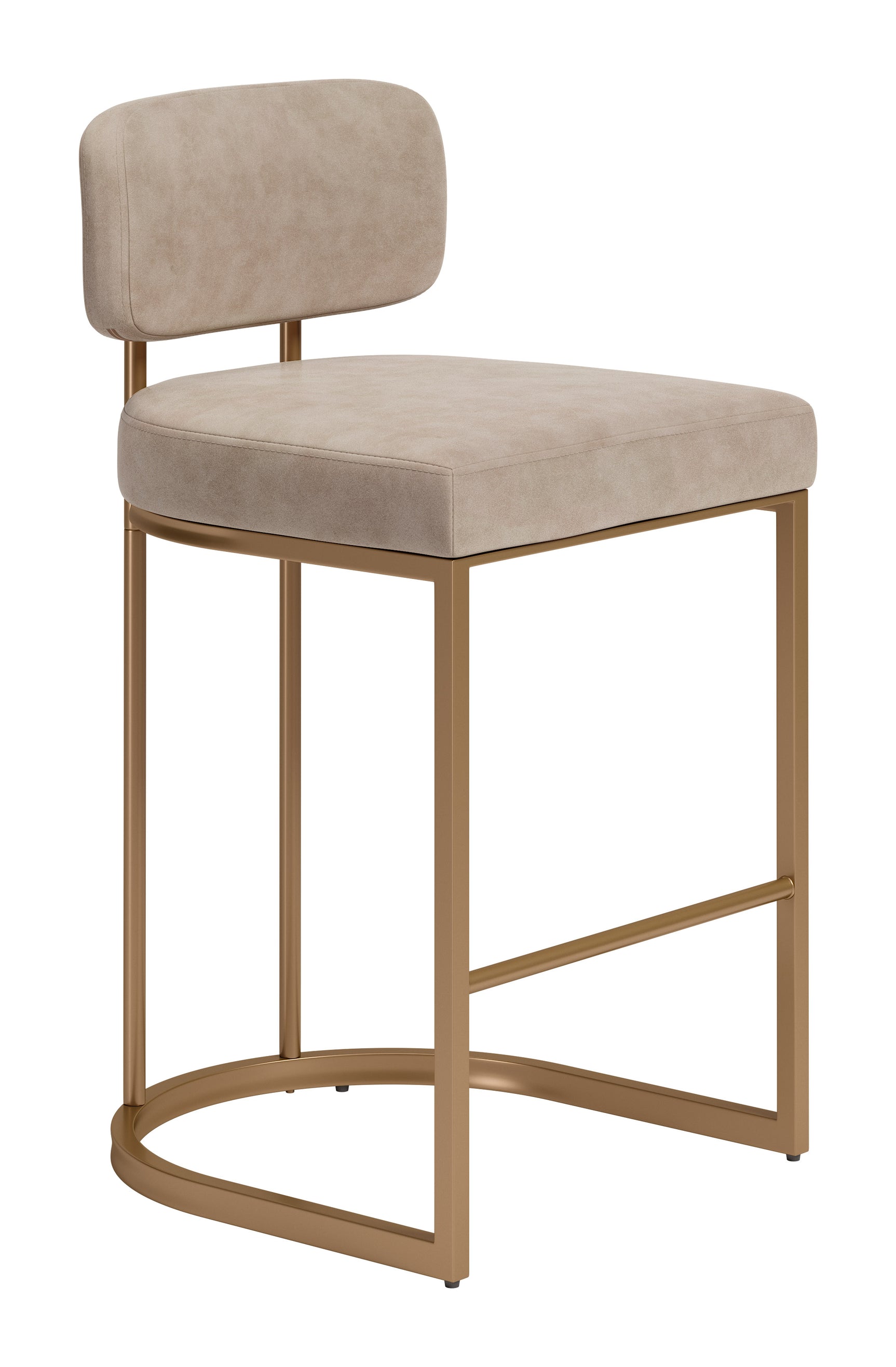 Velar Beige & Bronze Counter Stool (Set of 2) - Ornate Home