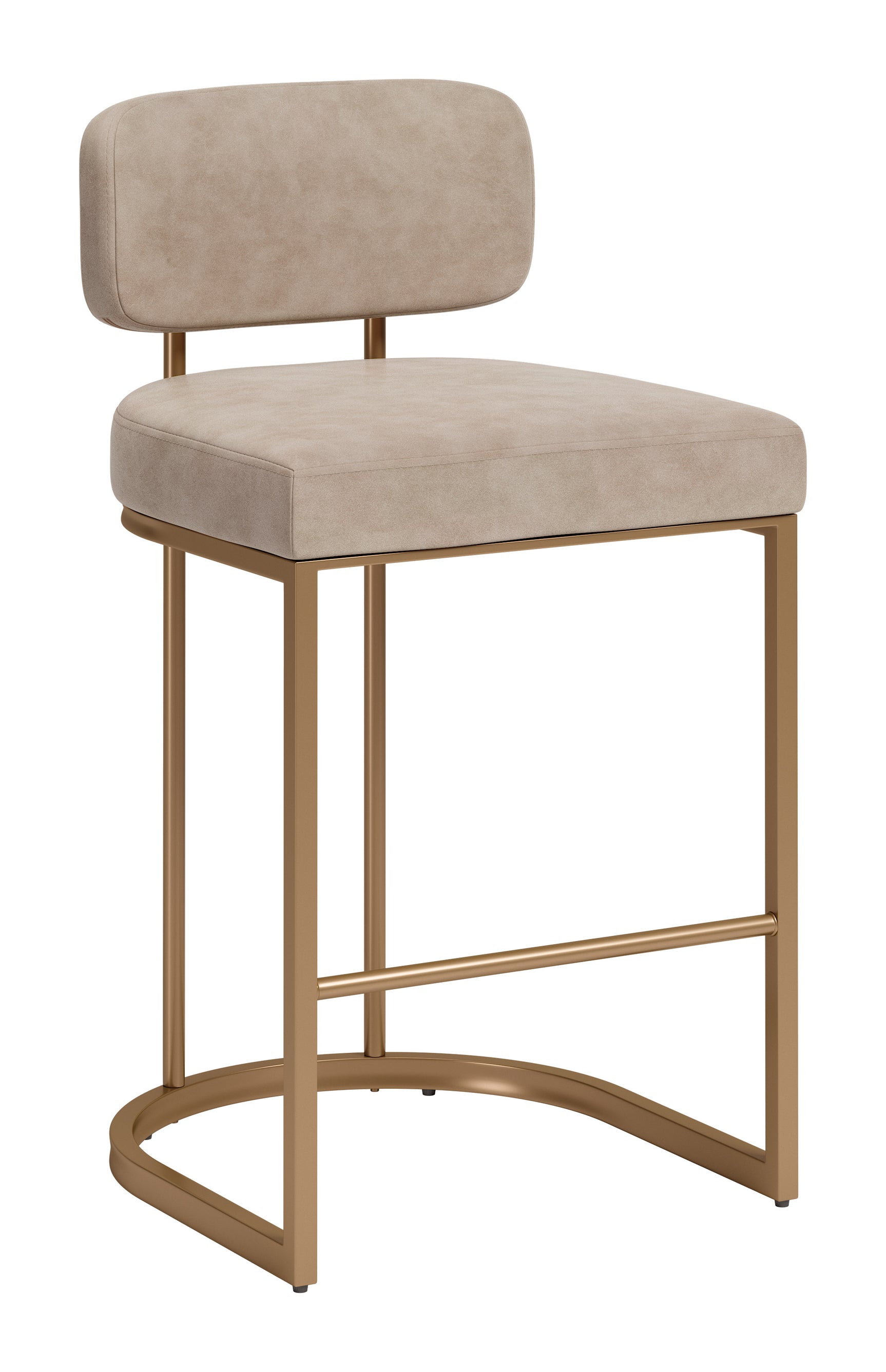 Velar Beige & Bronze Counter Stool (Set of 2) - Ornate Home