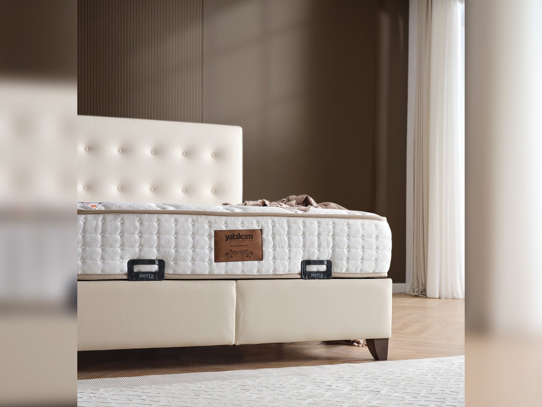 Vella Beige Storage Bed With Headboard