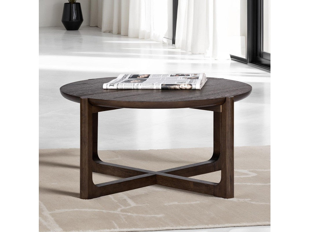 Vellara Dark Walnut 36"Cocktail Table w/ Wood Top - Ornate Home