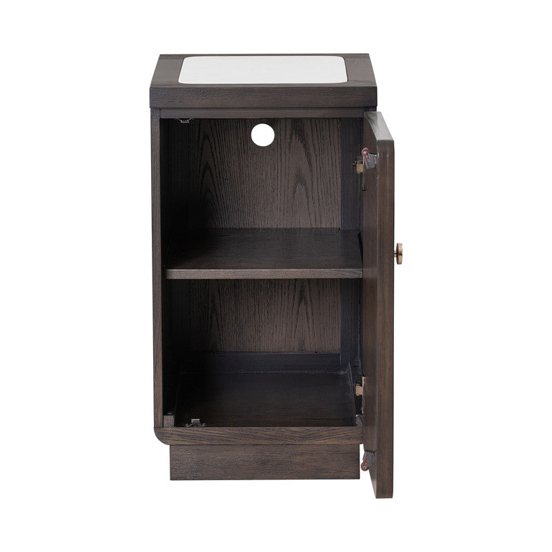 Vellara Dark Walnut Chairside Table w/ 1 Power Outlet - Ornate Home